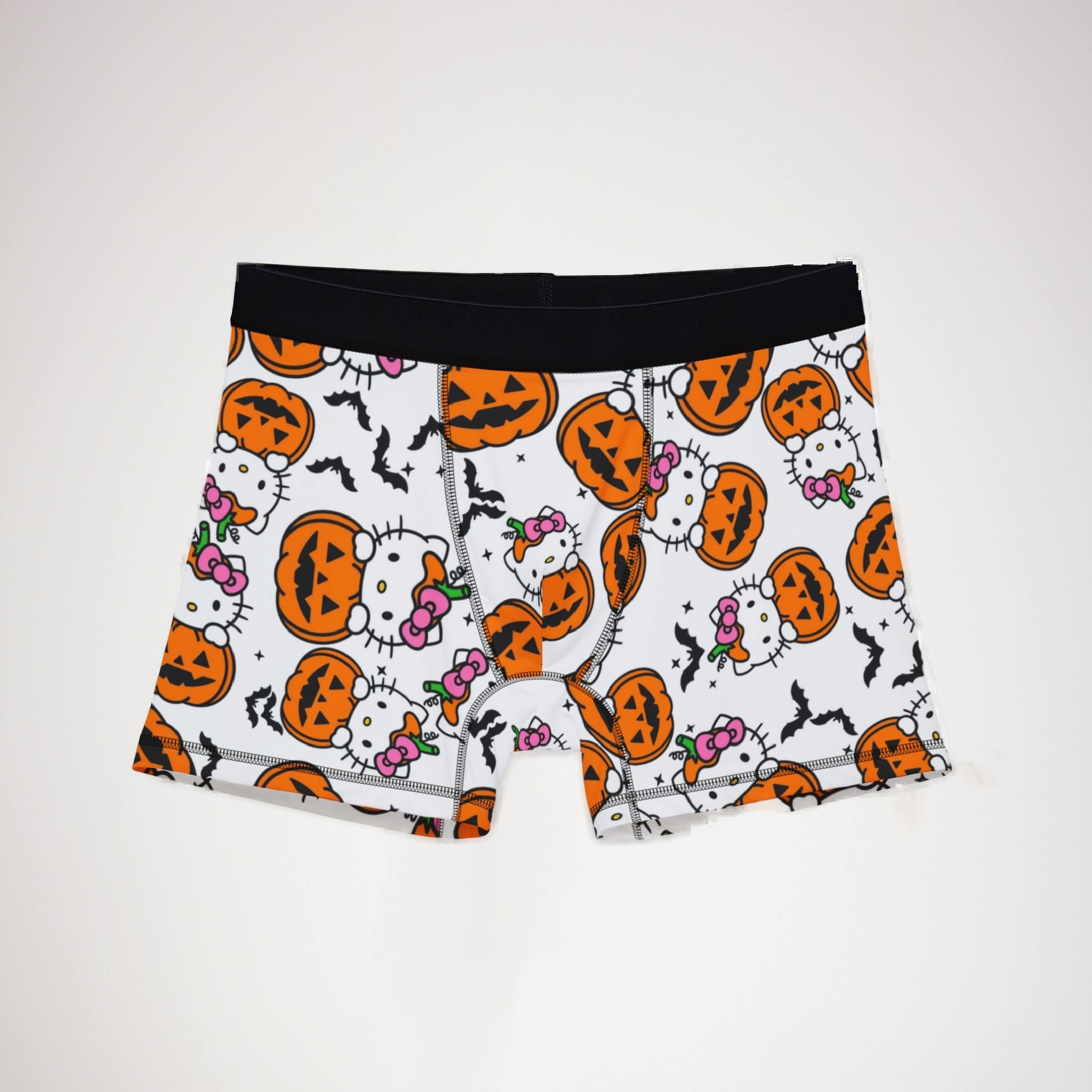 Men's boxers kitty hold pumpkin Halloween white