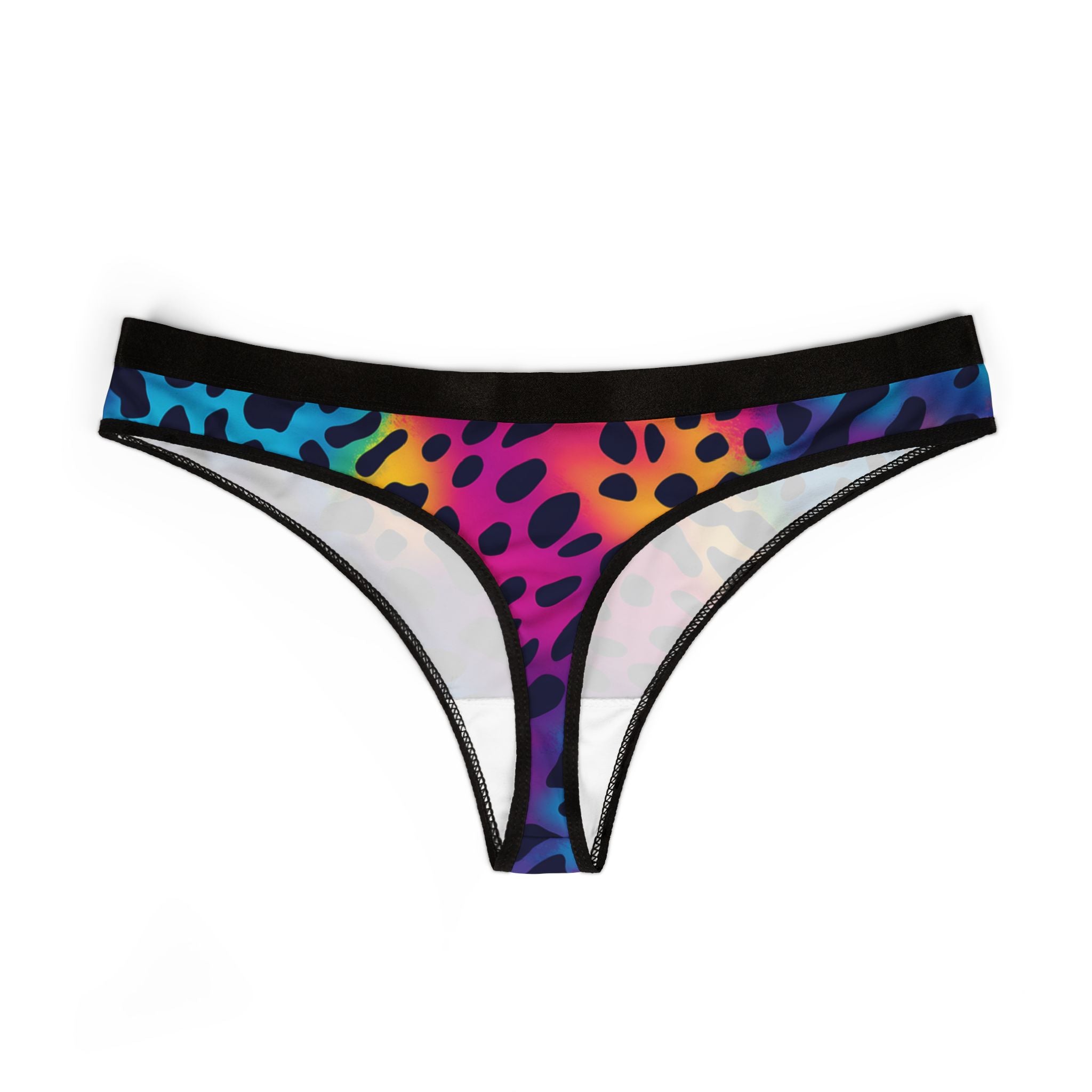 Women's thongs rainbow leopard