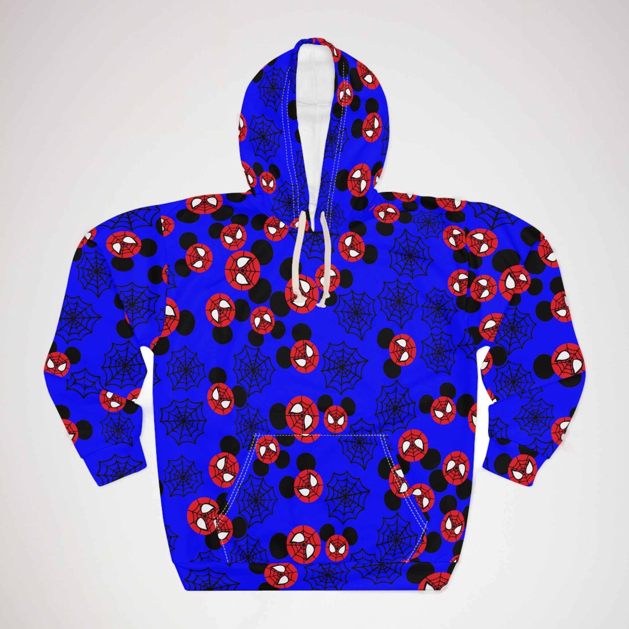 Unisex pullover hoodie spider mickey web blue