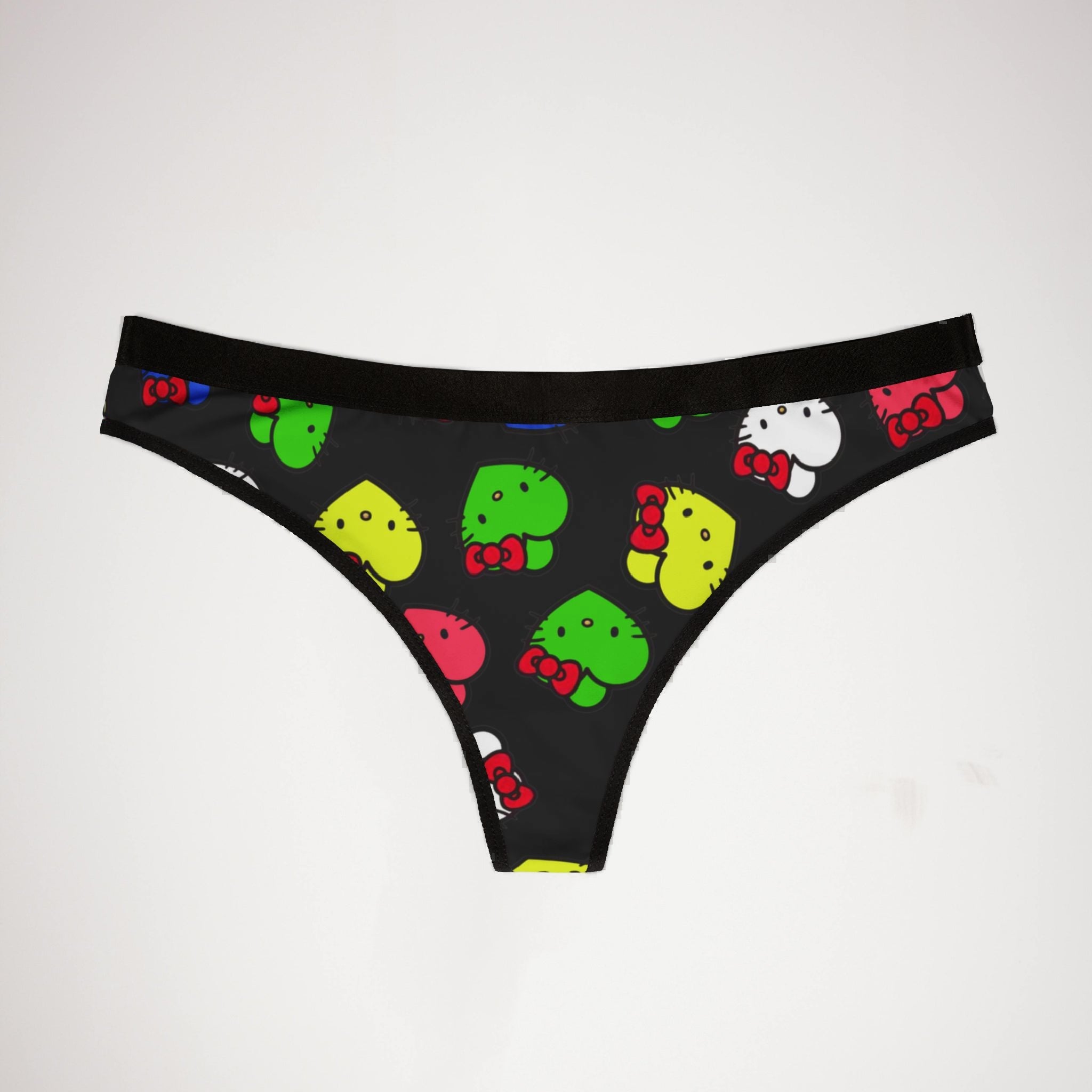 Women's thongs kitty hearts multi colors black