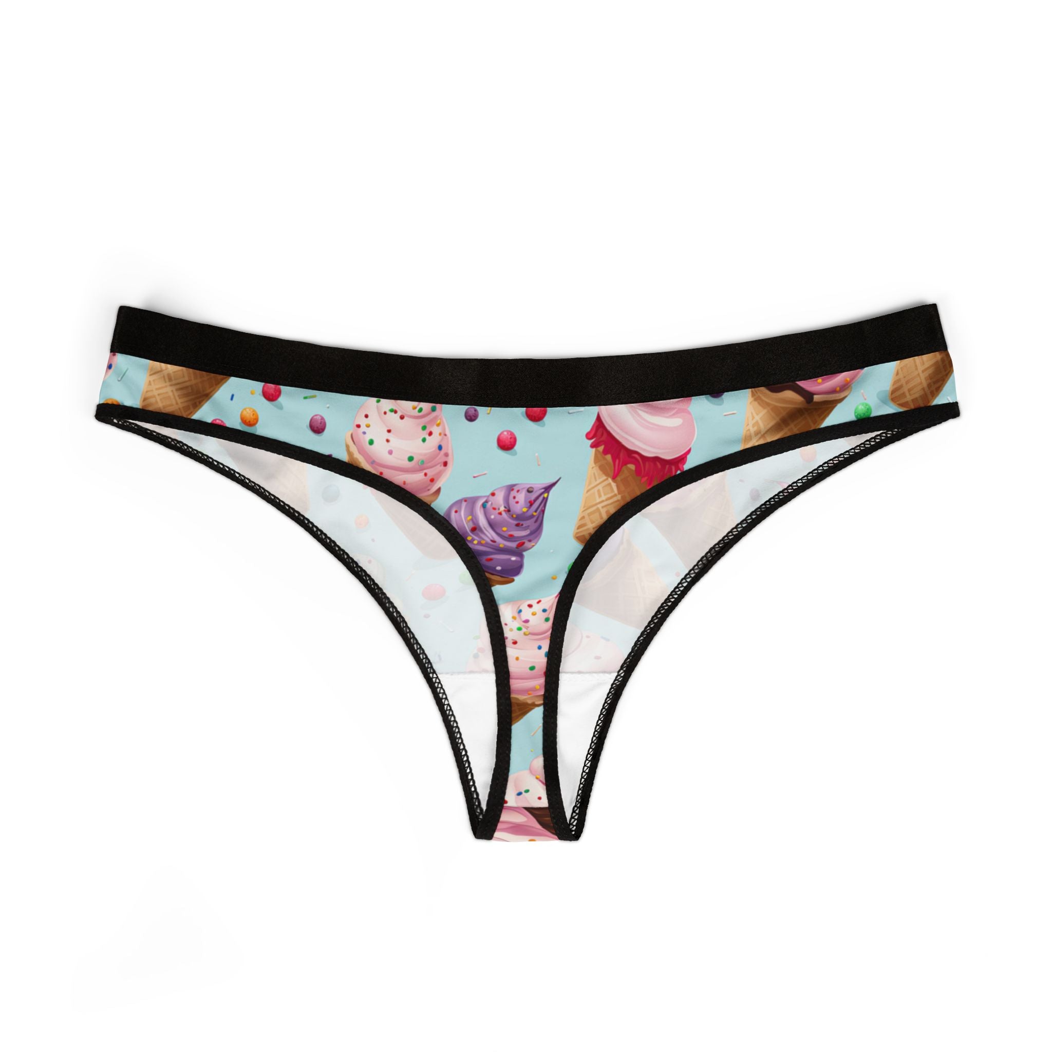 Women's thongs sprinkled ice cream