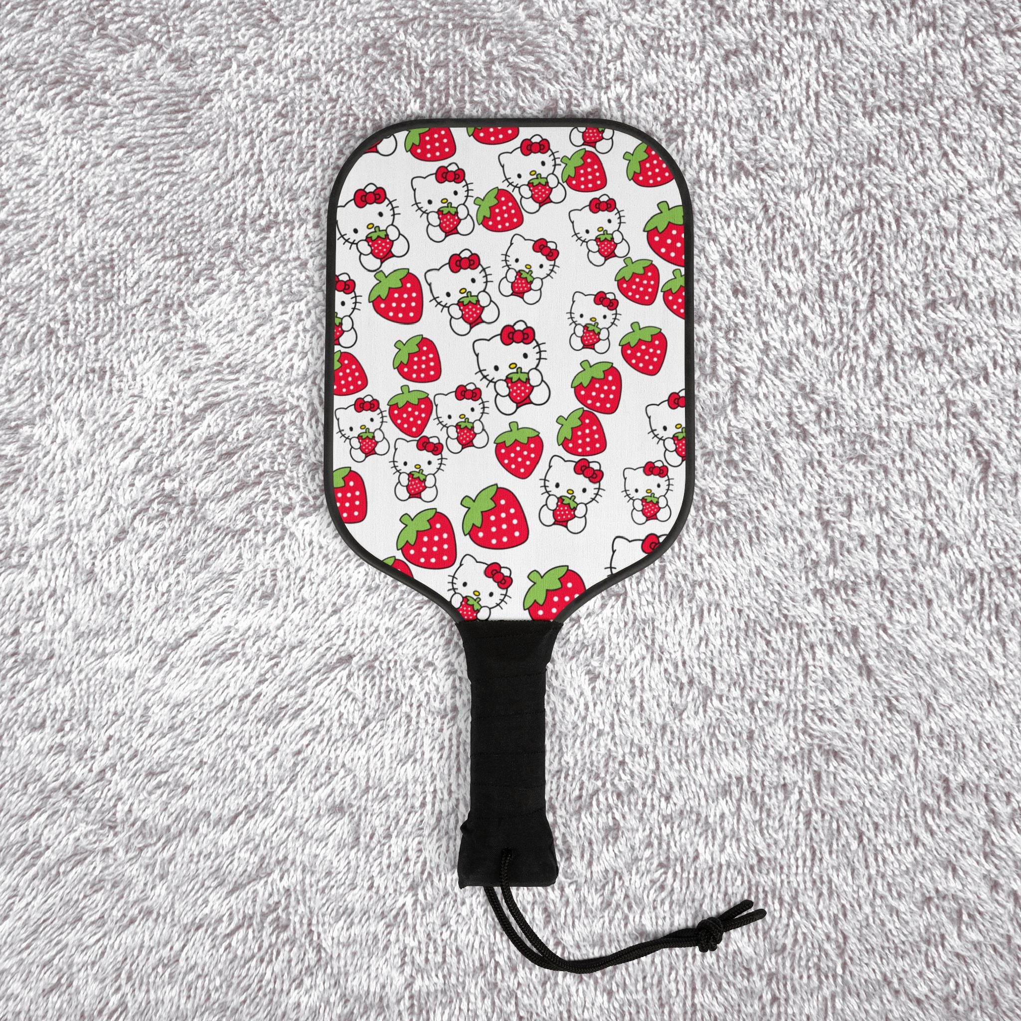 Pickleball kit (2 paddles + 2 balls + transparent bag) kitty strawberry valentine love white