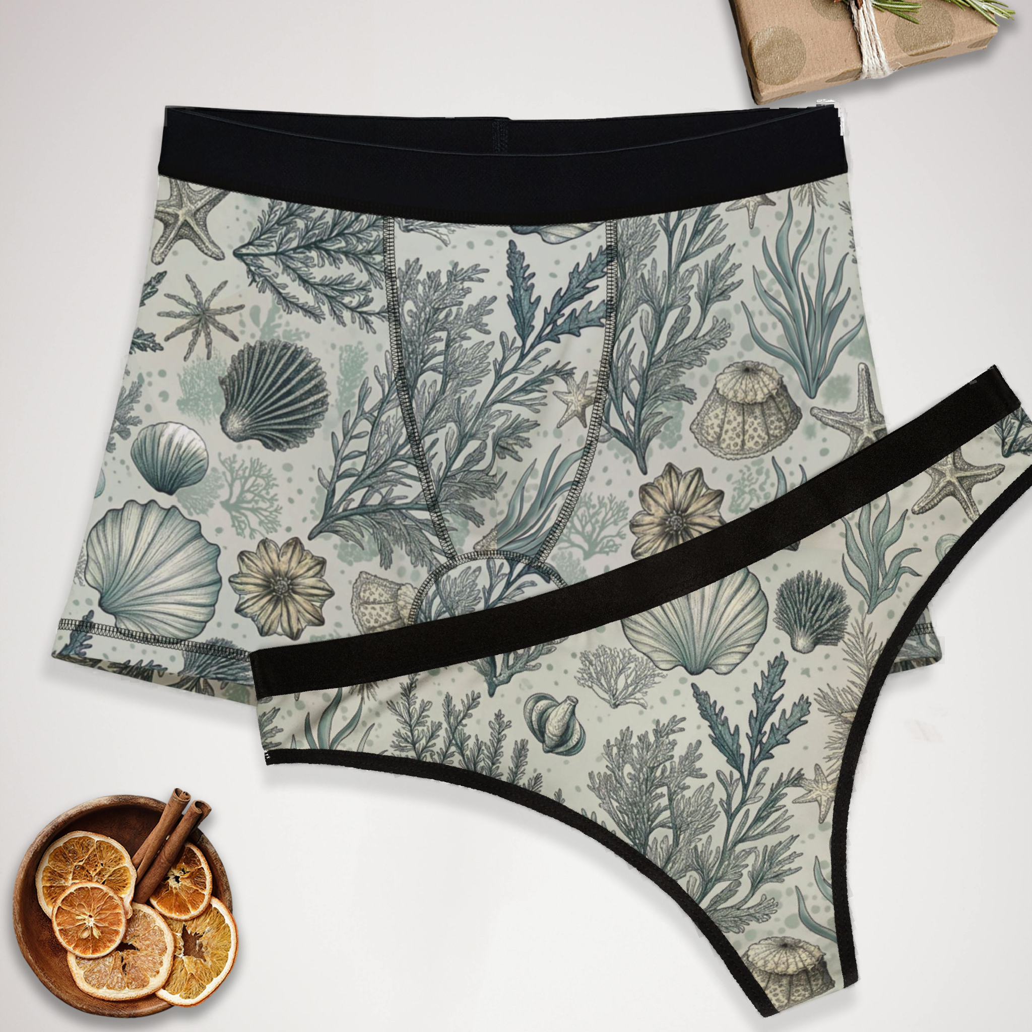 Matching underwear Sea Ocean Extra for couples boxer & thong set
