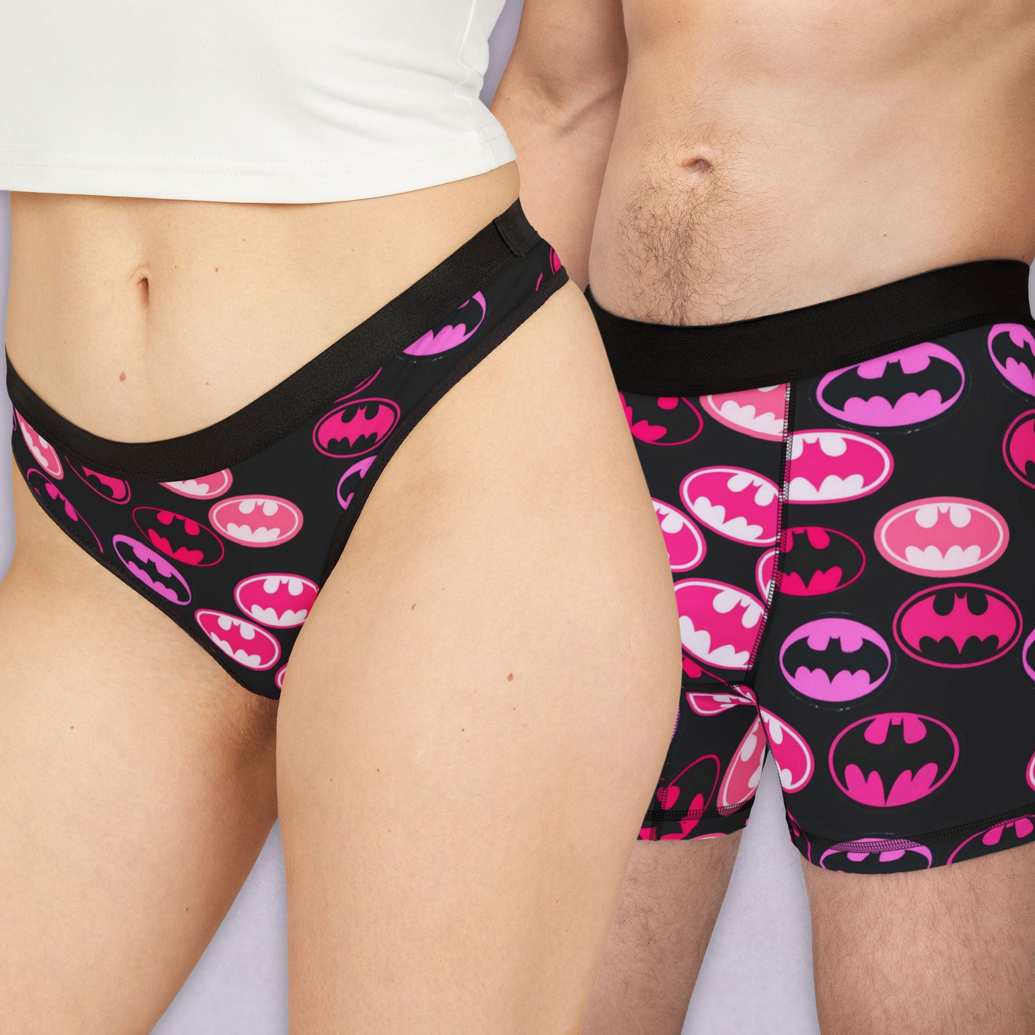 Matching underwear batman rose valentine love for couples boxer & thong set