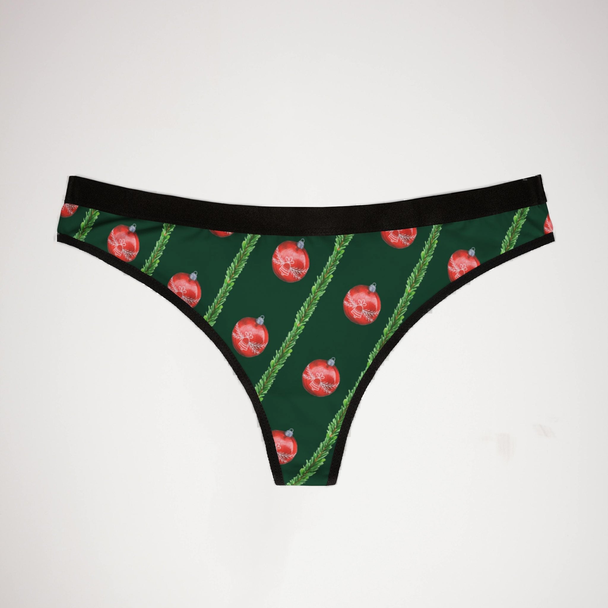 Women's thongs green christmas santa