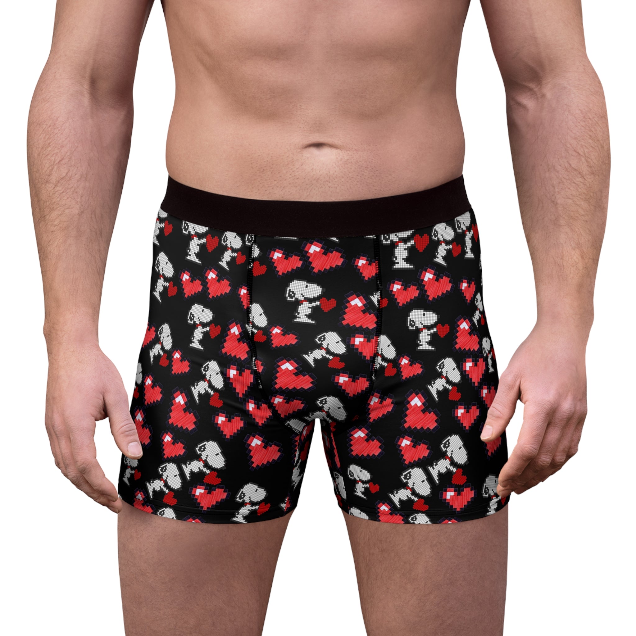 Men's boxer briefs snoopy hearts valentine black