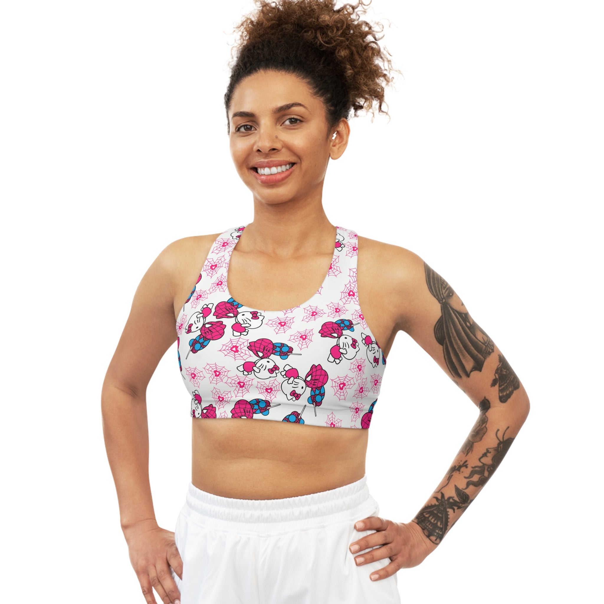 Sports bra spider kitty white