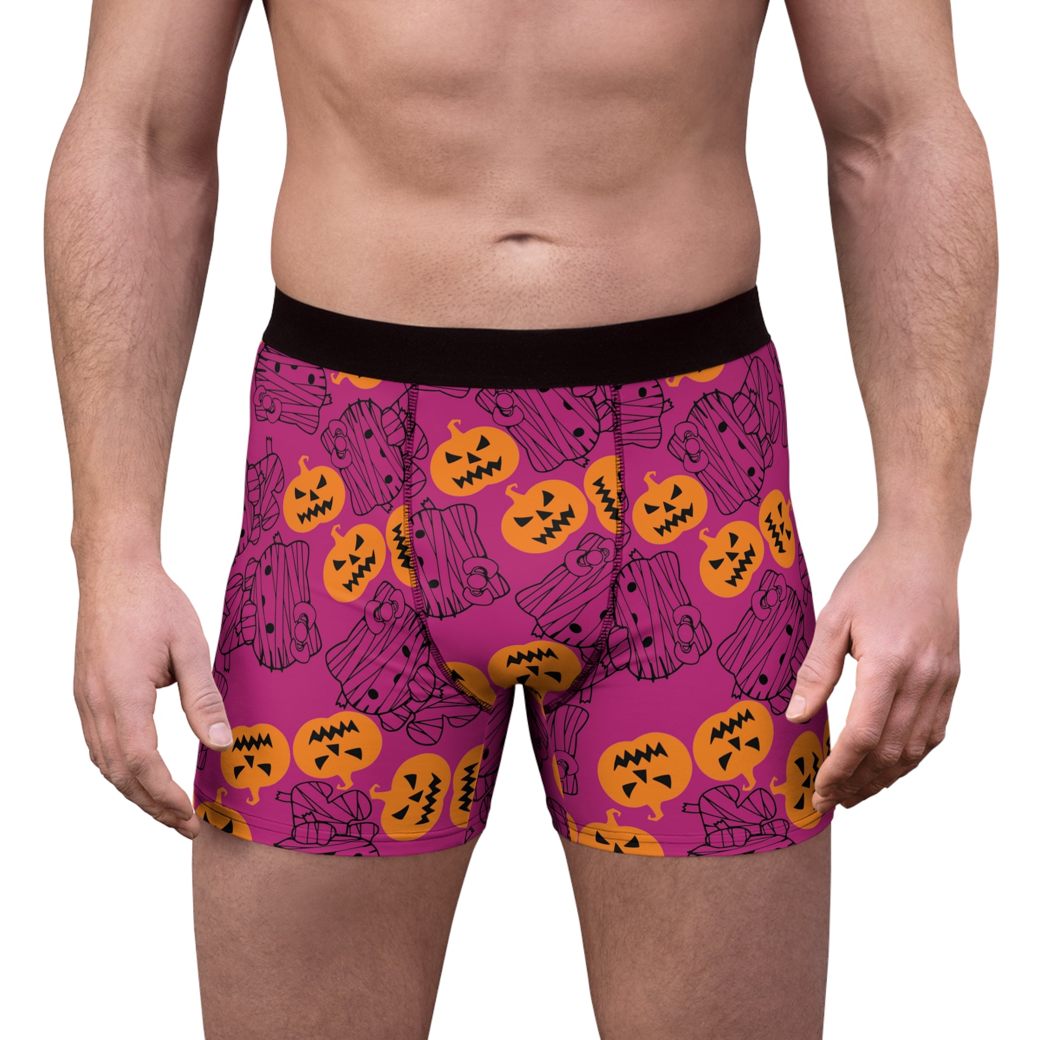 Men's boxer briefs mummy kitty pumpkin pink