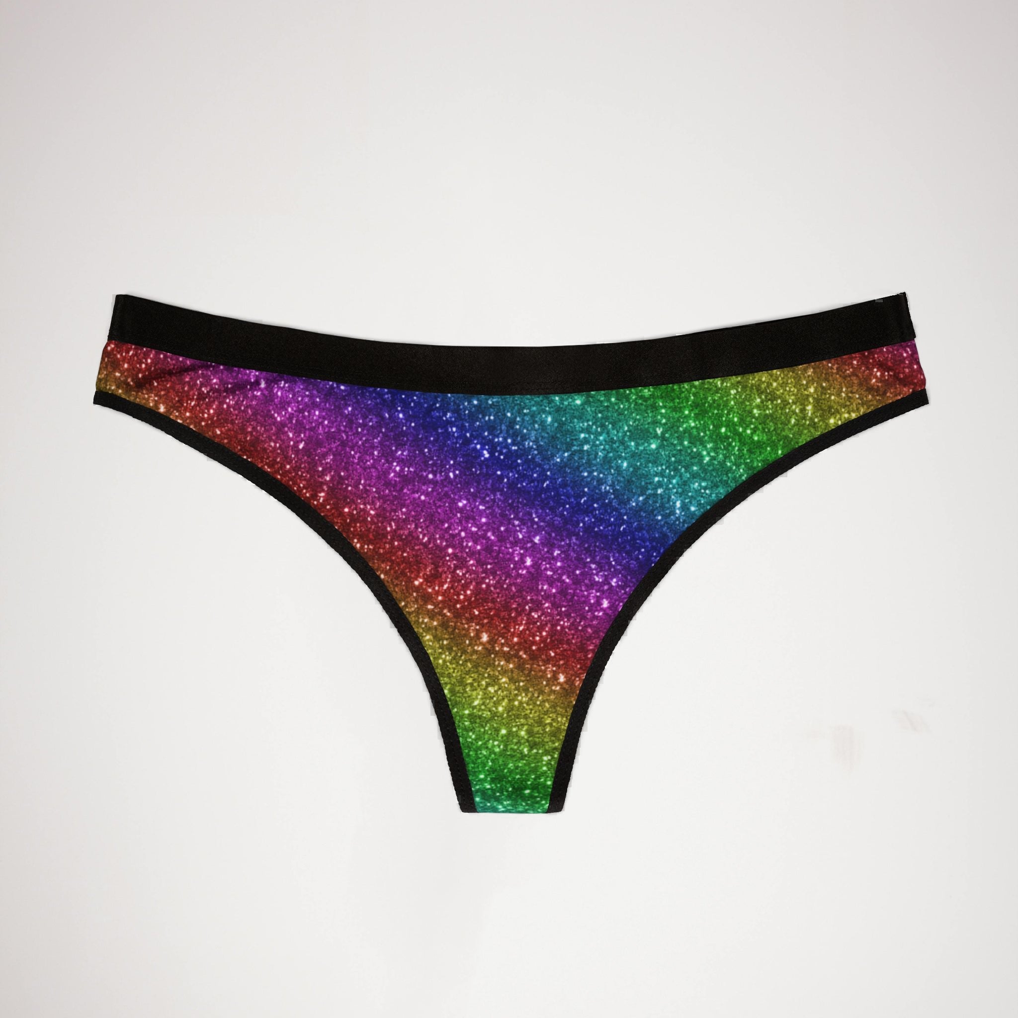 Women's thongs rainbow glitter