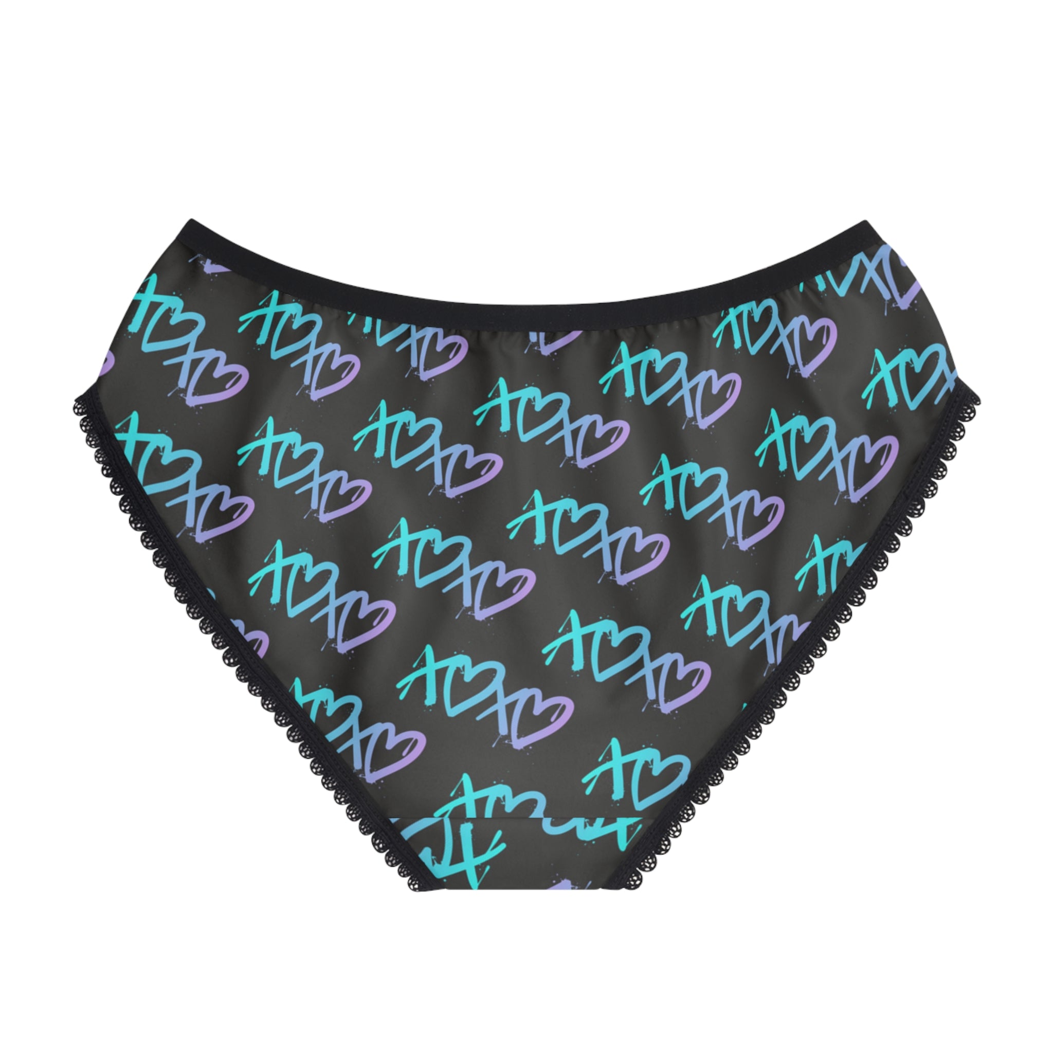 Women's briefs graffiti x o heart black