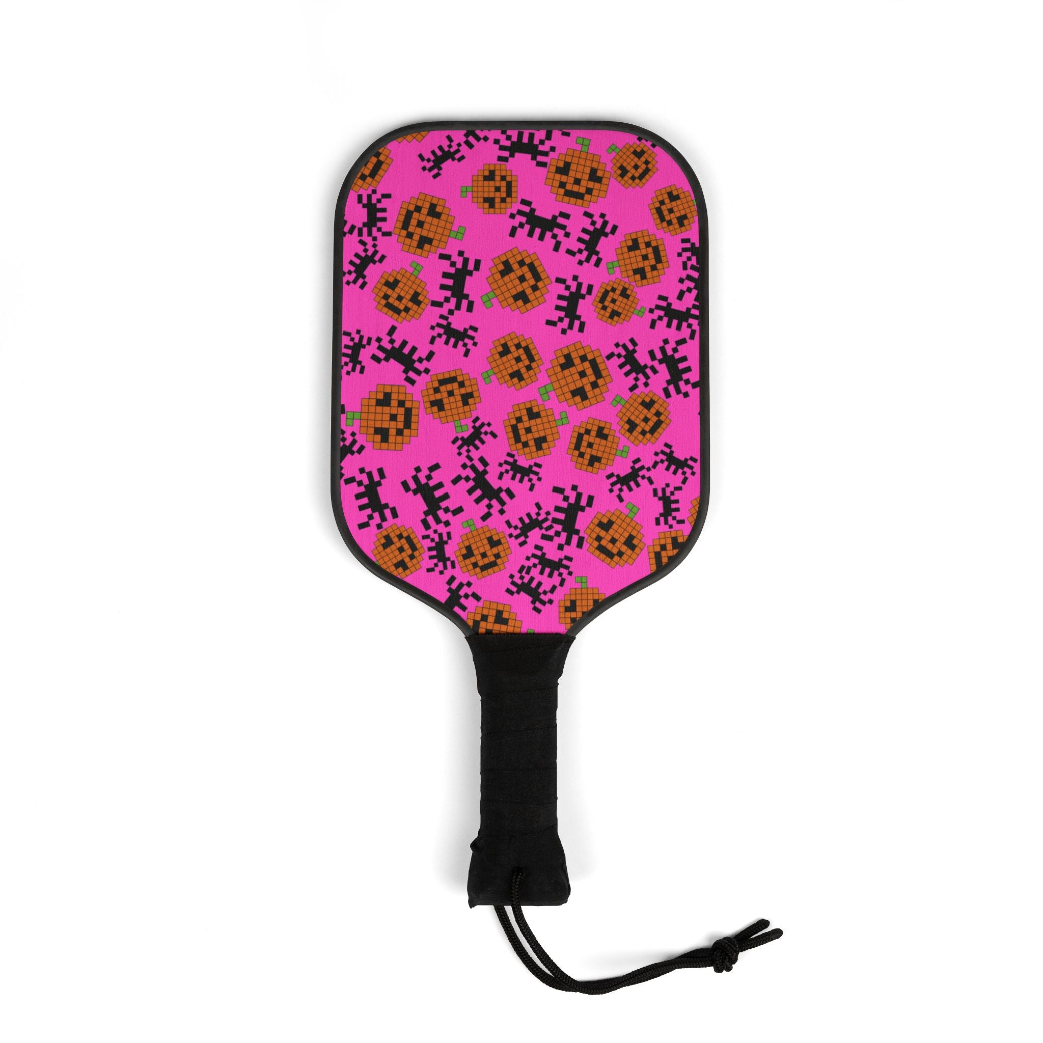 Pickleball kit (2 paddles + 2 balls + transparent bag) pumpkin spider pixel halloween pink