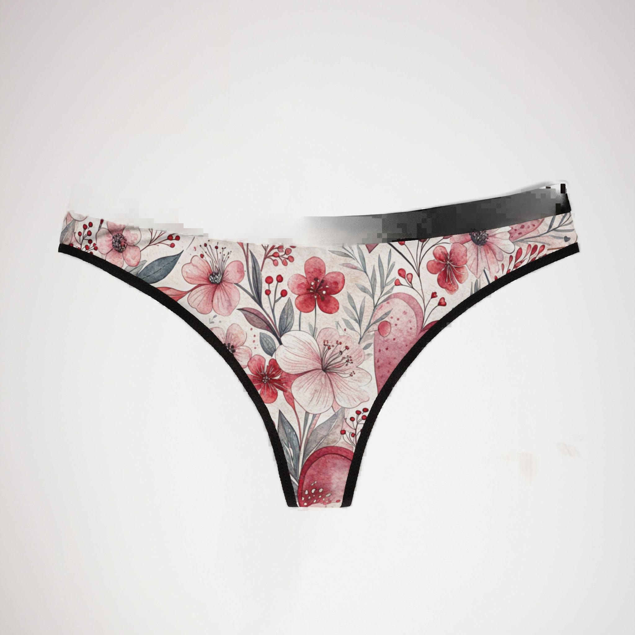 Women's thongs romantic watercolor wedding anniversary