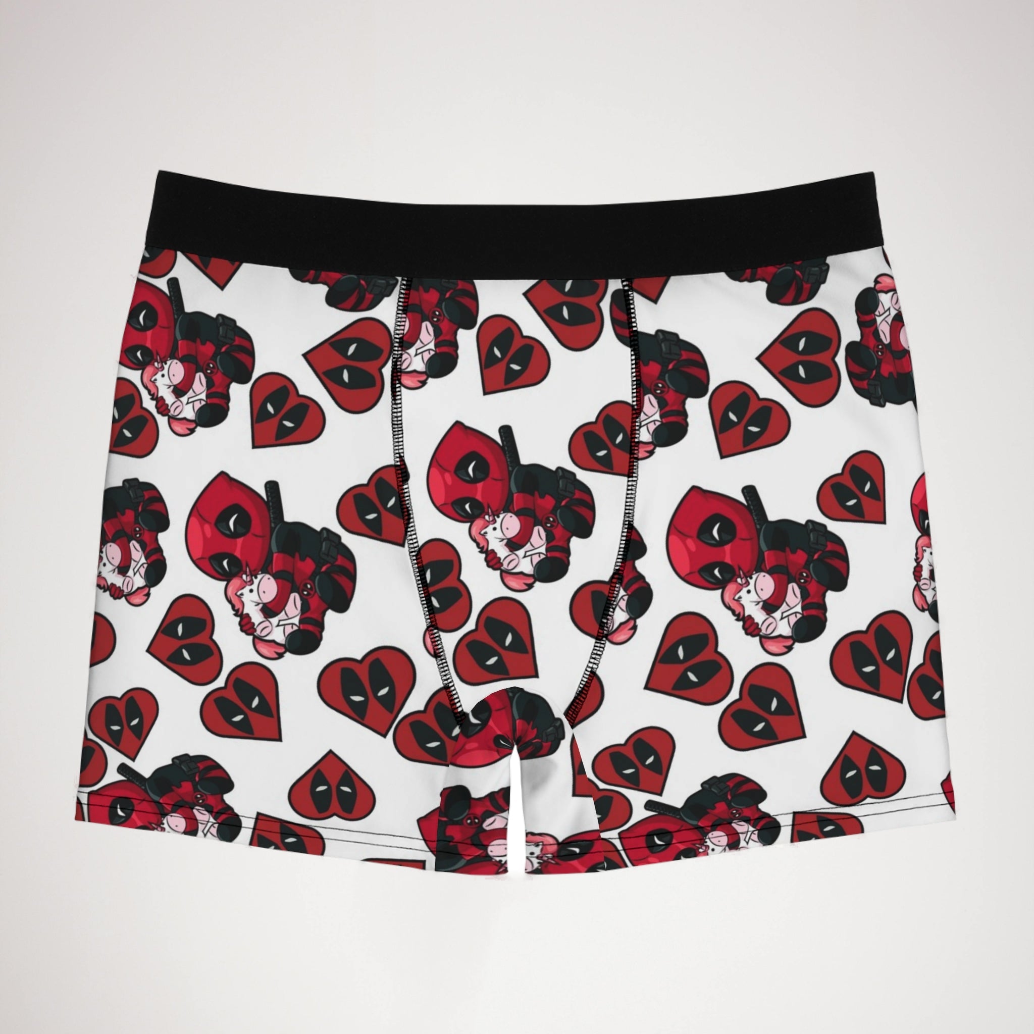 Men's boxer briefs deadpool unicorn hearts valentine love white