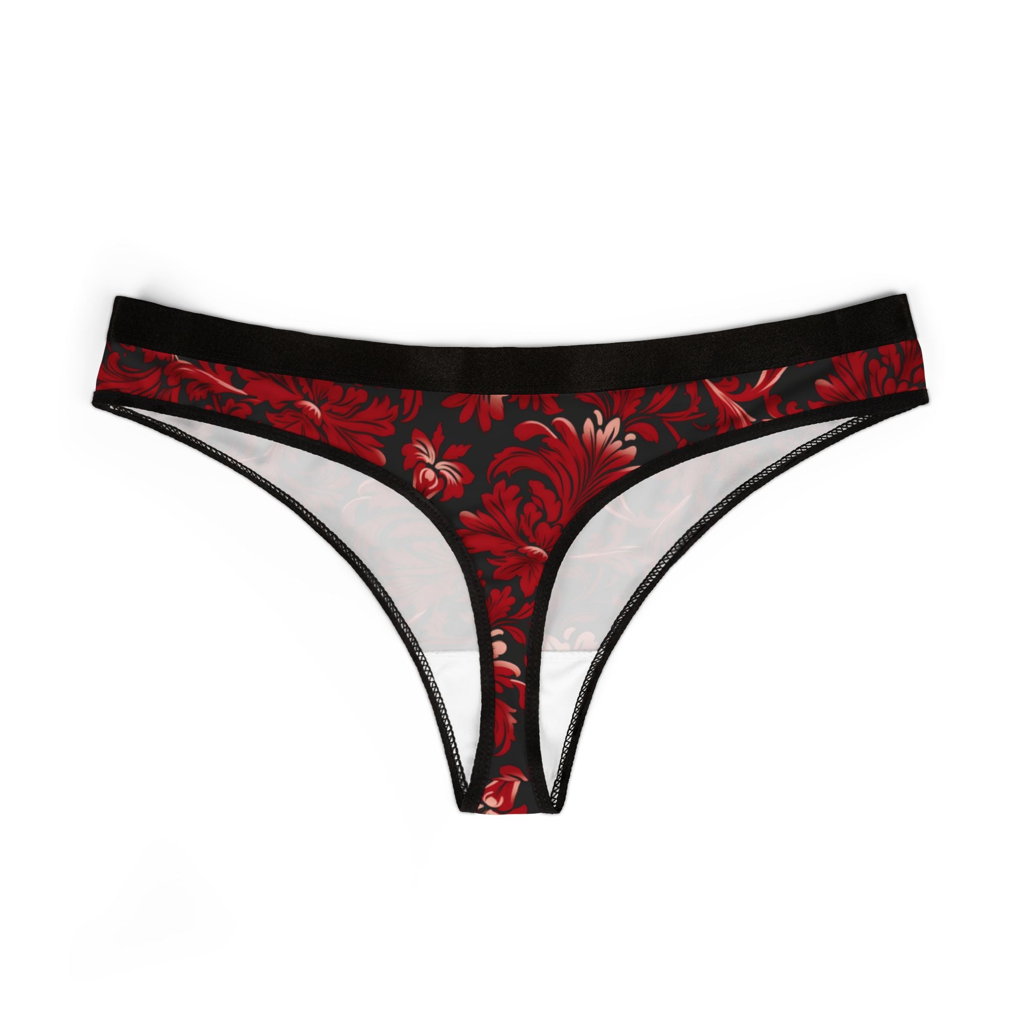 Women's thongs red damask