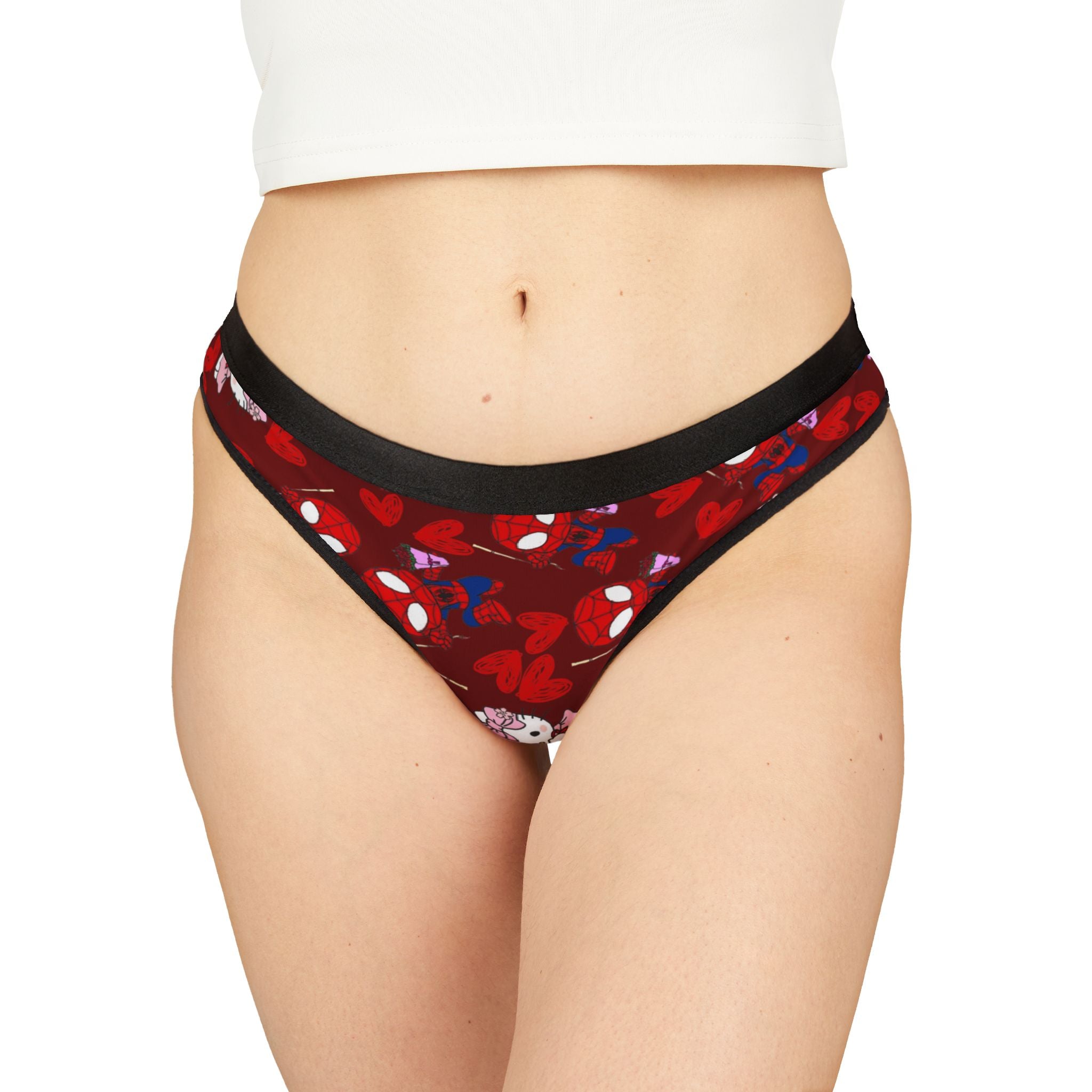 Women's thongs spider kitty flower red