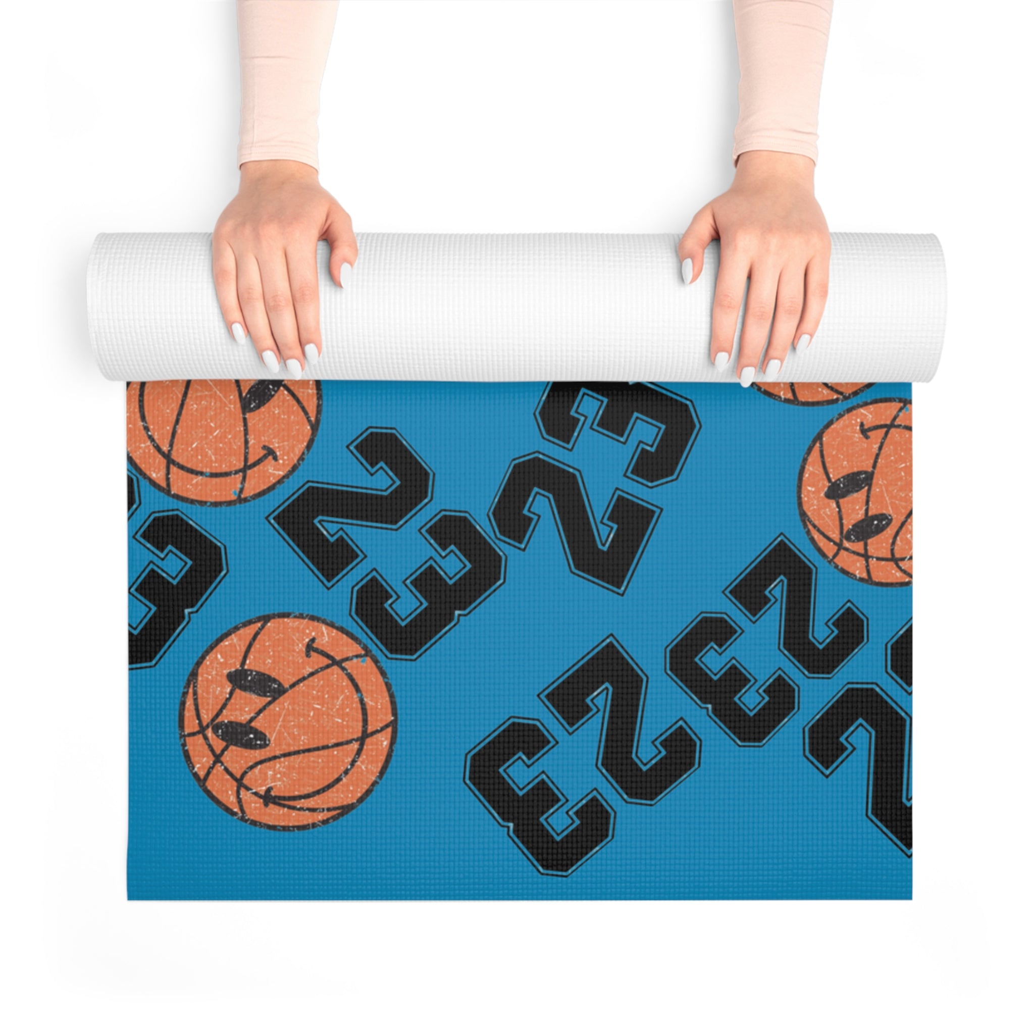 Foam yoga mat number   basketball cyan