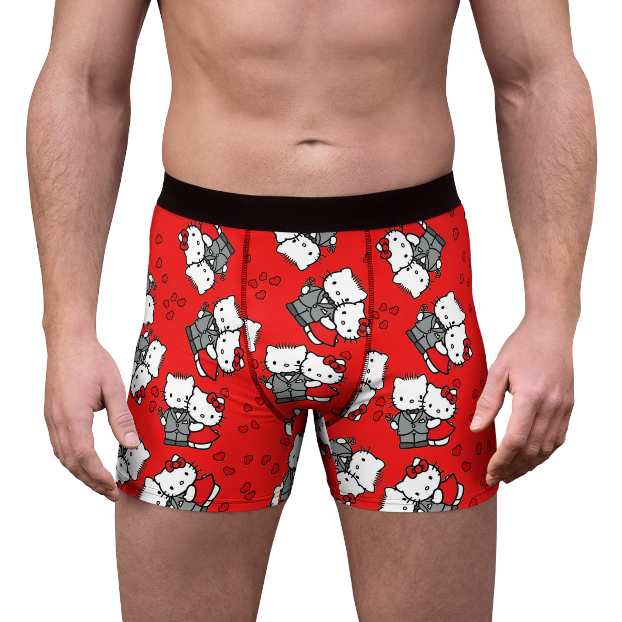 Men's boxer briefs kitty wedding anniversary red