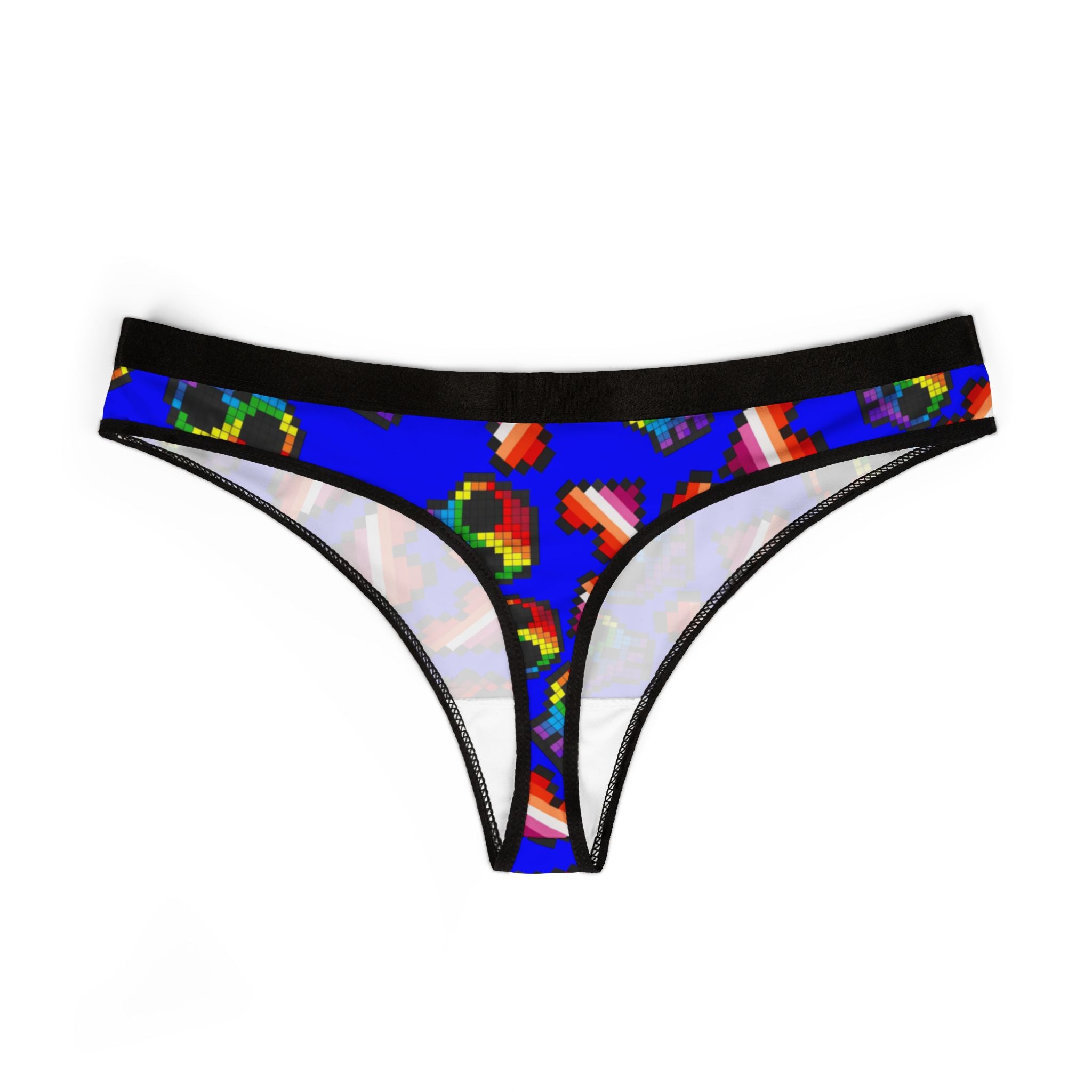 Women's thongs lgbt pride skull heart Halloween blue