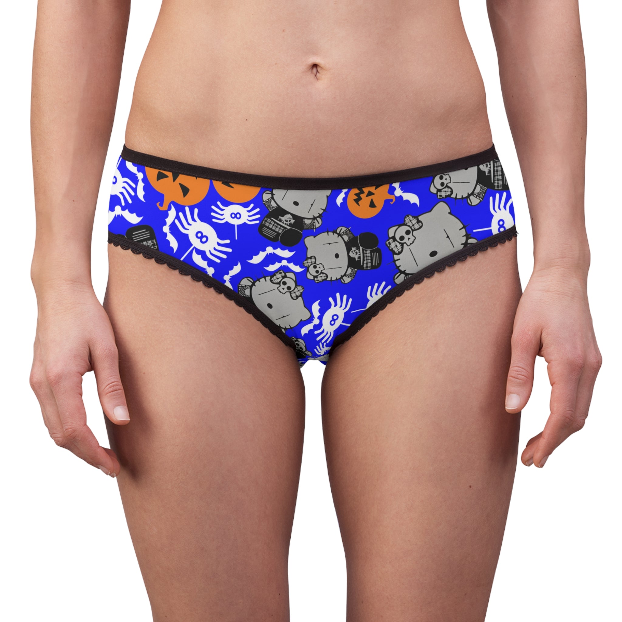 Women's briefs kitty blank pumpkin halloween blue