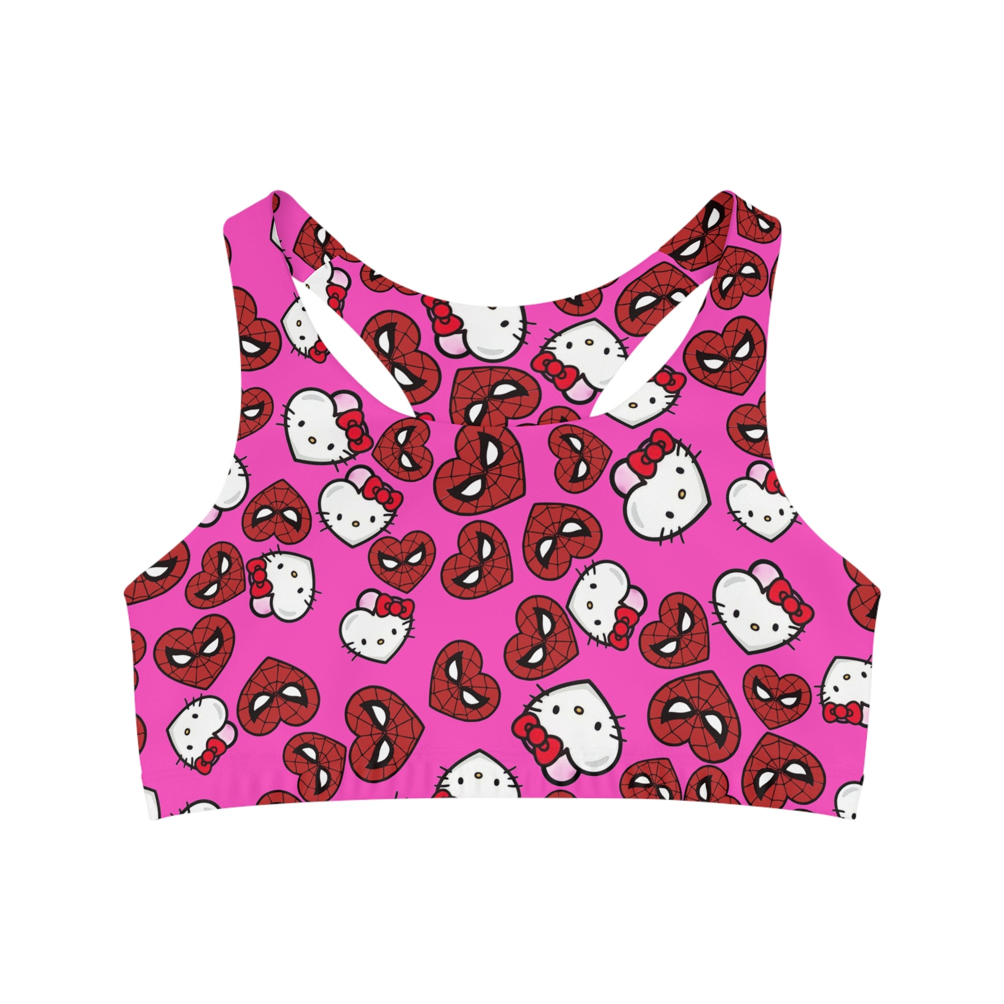 Sports bra spider kitty double hearts pink