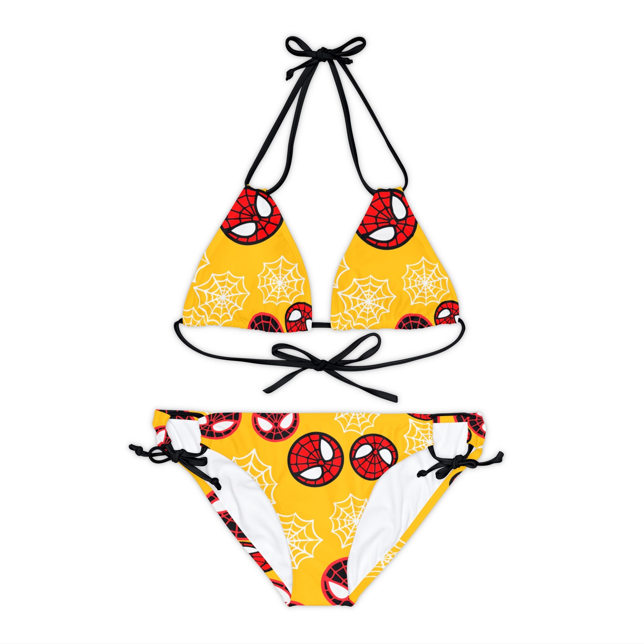 Strappy bikini set spider circle web yellow