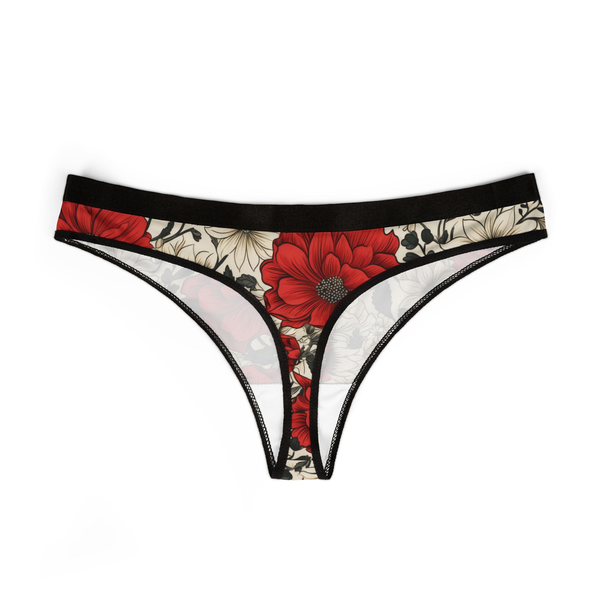 Women's thongs cute red flowers one one