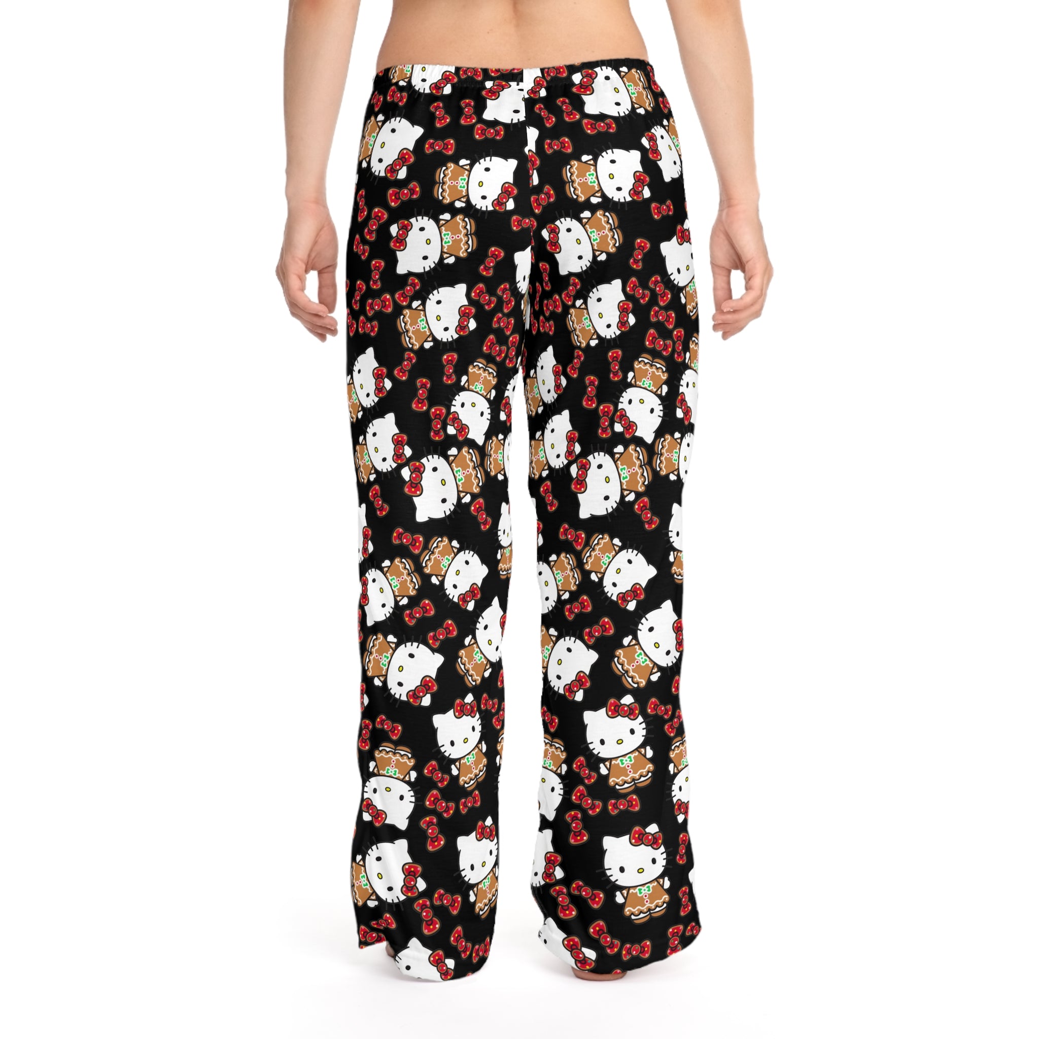 Women's pajama pants kitty cookies noel Christmas black