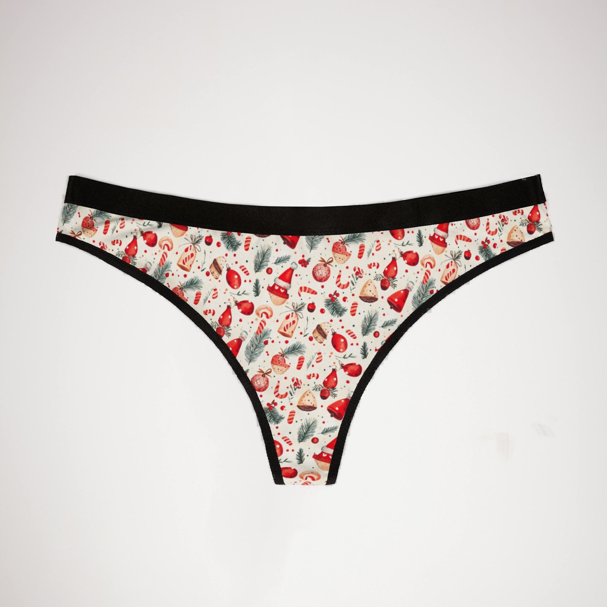 Women's thongs red coquette christmas one