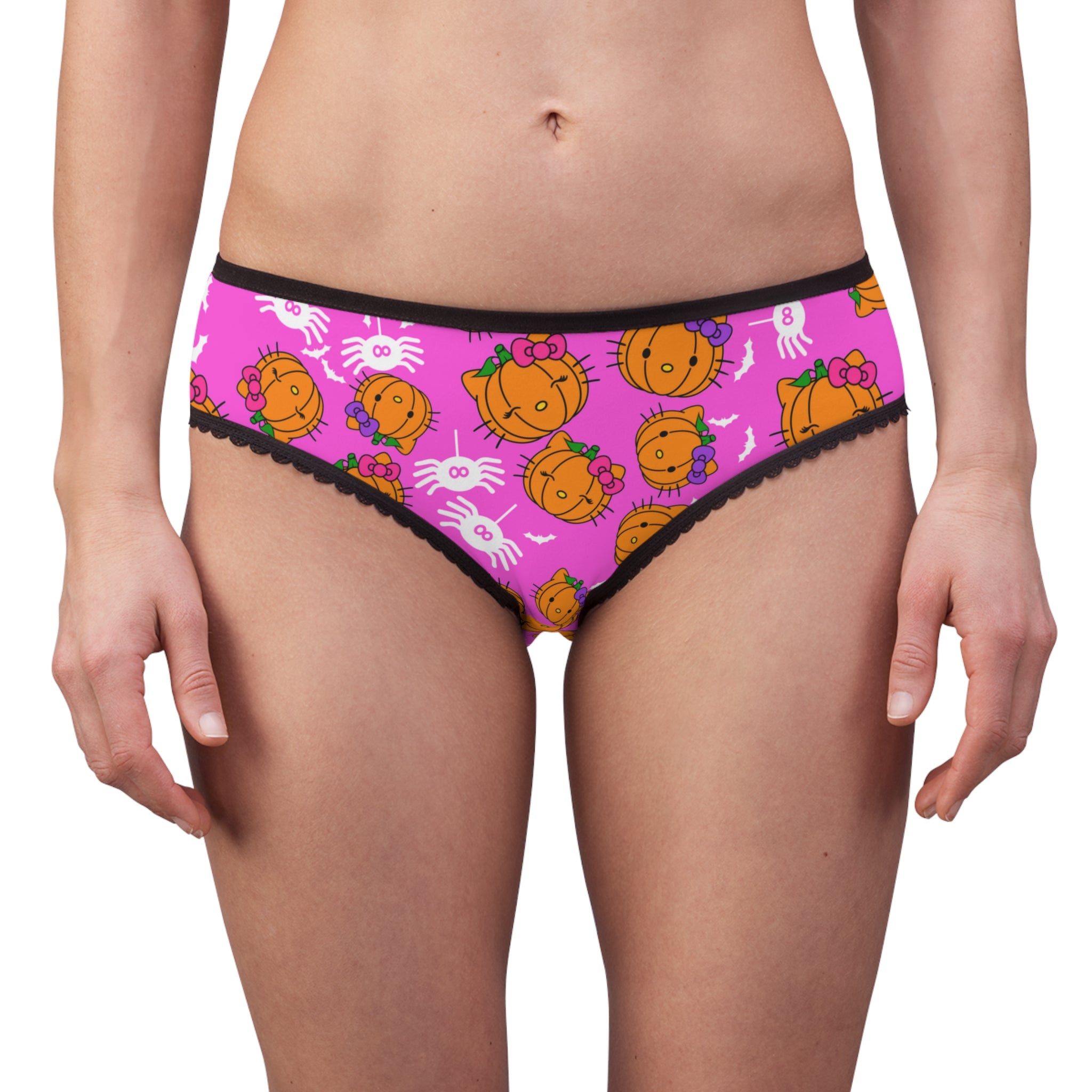 Women's briefs double pumpkin kitty Halloween pink