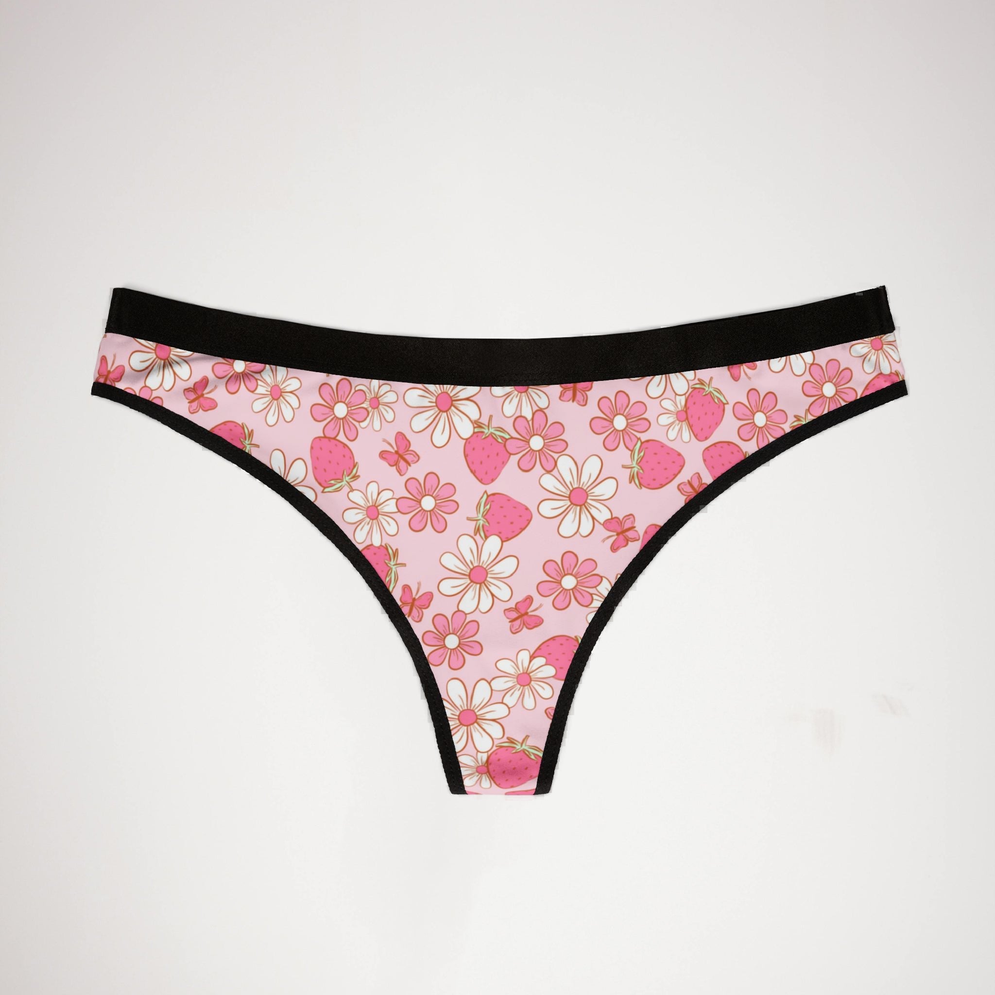 Women's thongs strawberry daisy