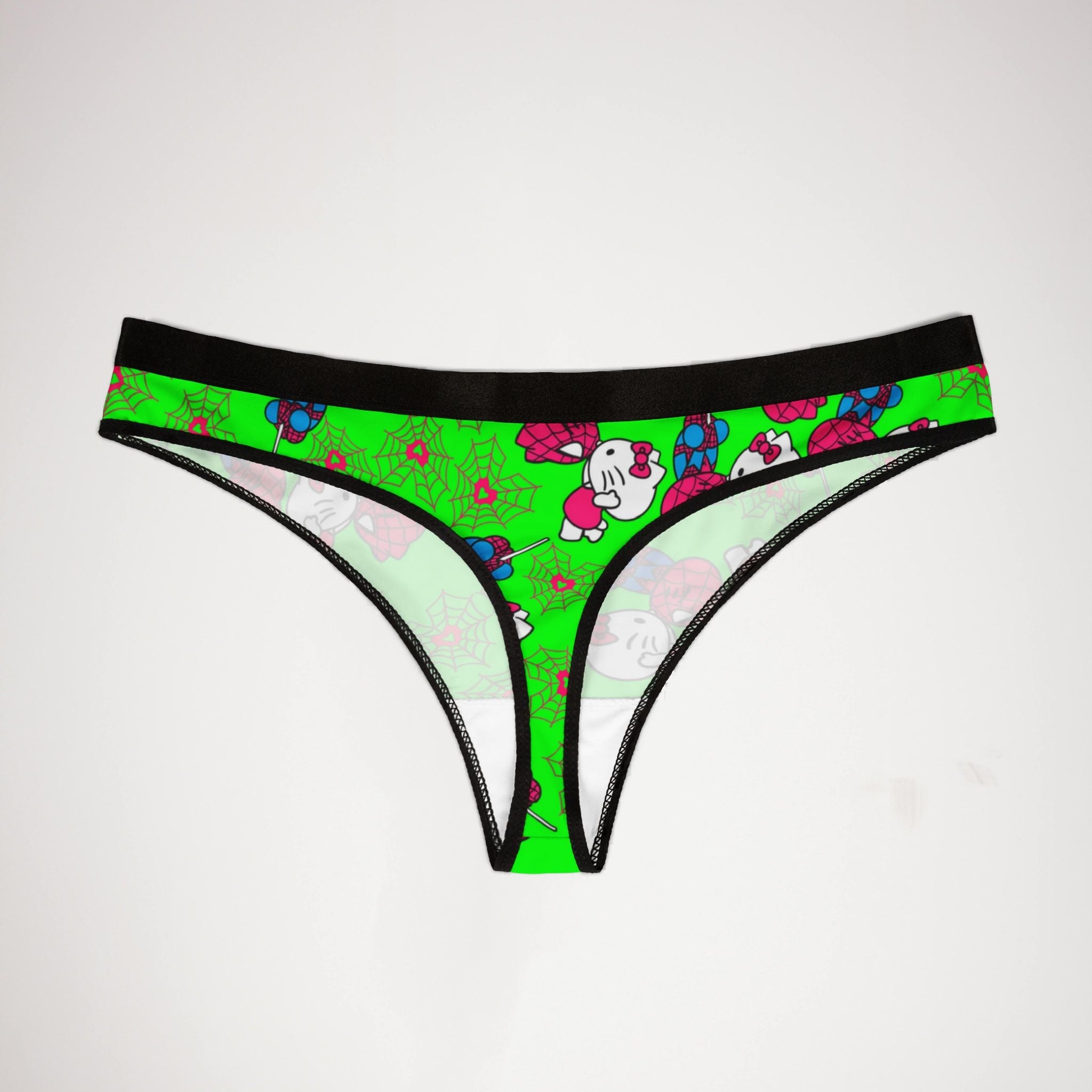 Women's thongs spider kitty green