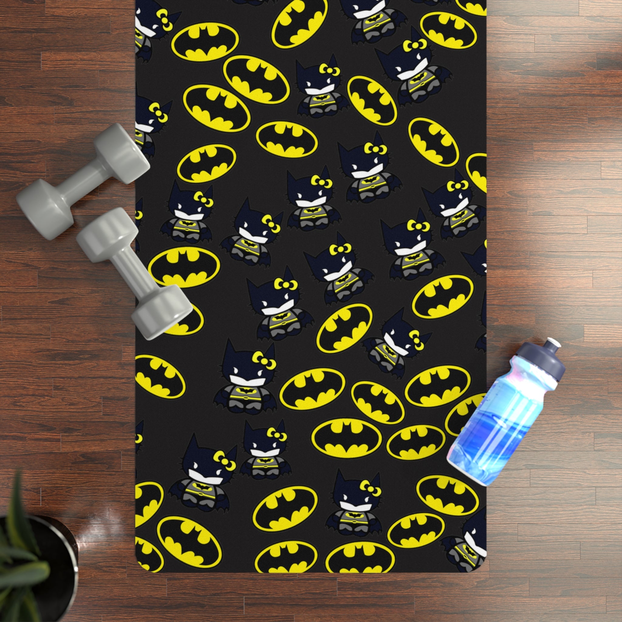 Rubber yoga mat batman kitty black