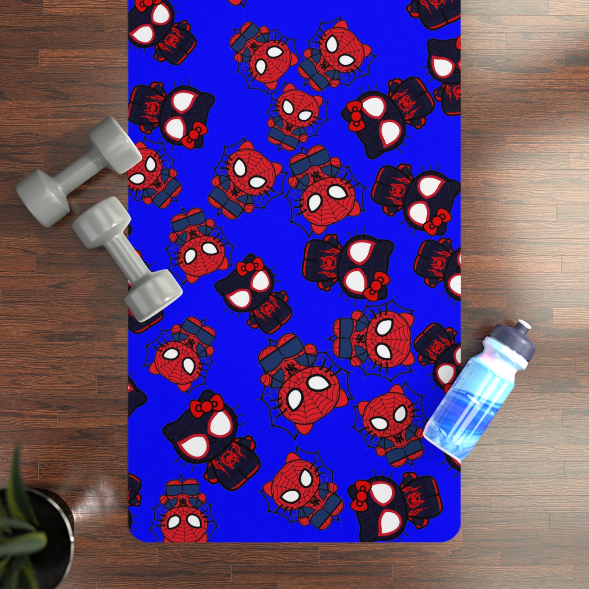 Rubber yoga mat kitty spider dark blue