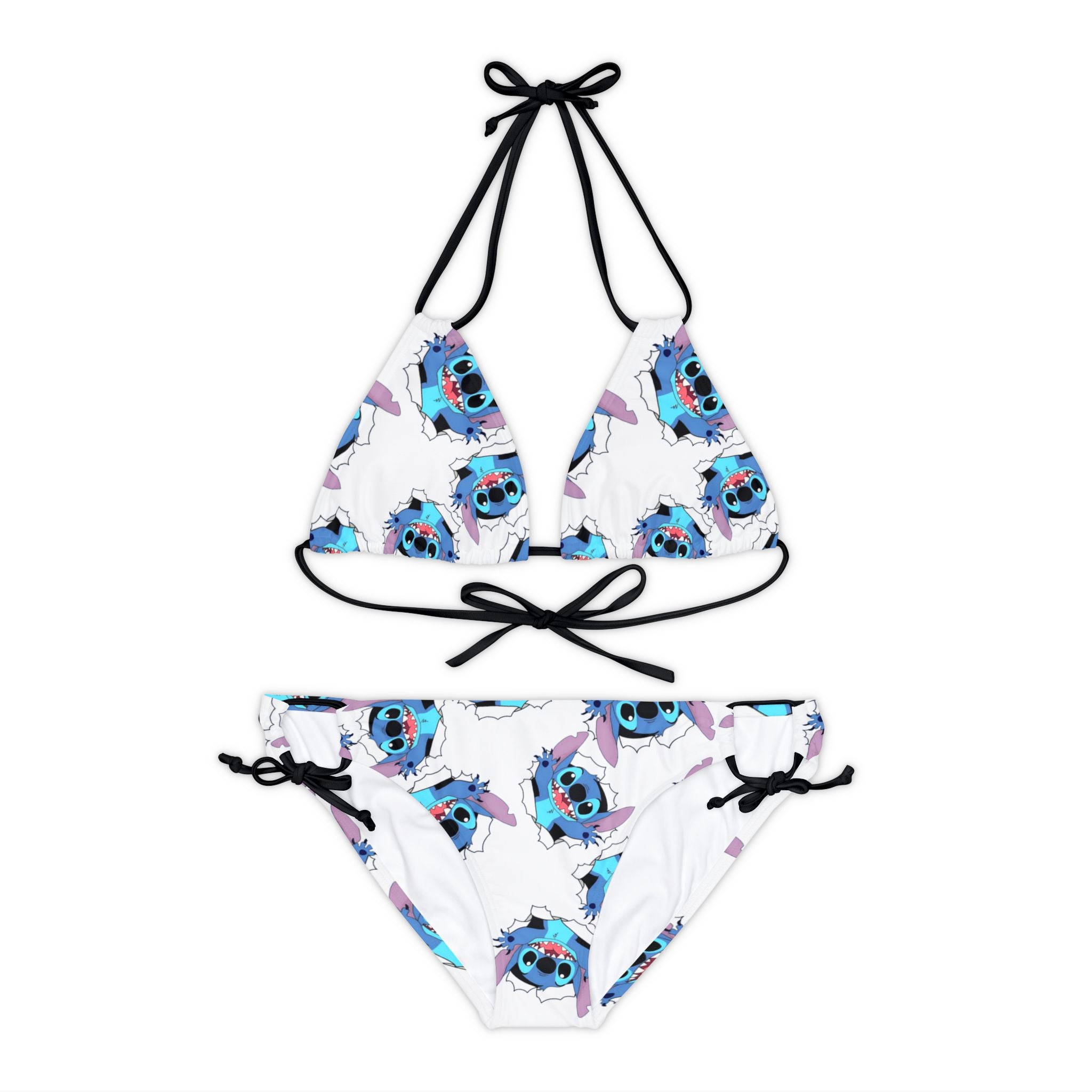 Strappy bikini set stitch white