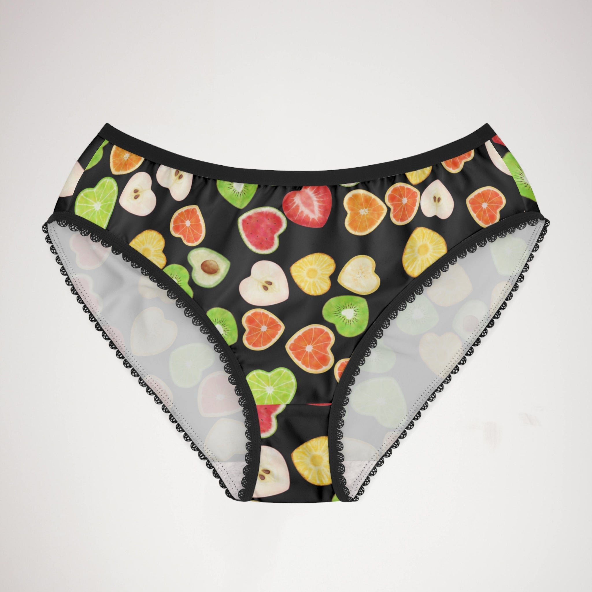 Women's briefs heart fruits black