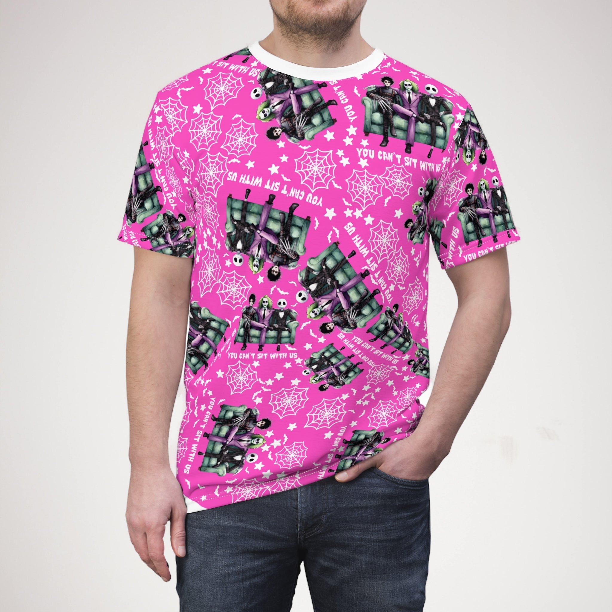 Unisex cut & sew tee You can t sit with us Halloween pink