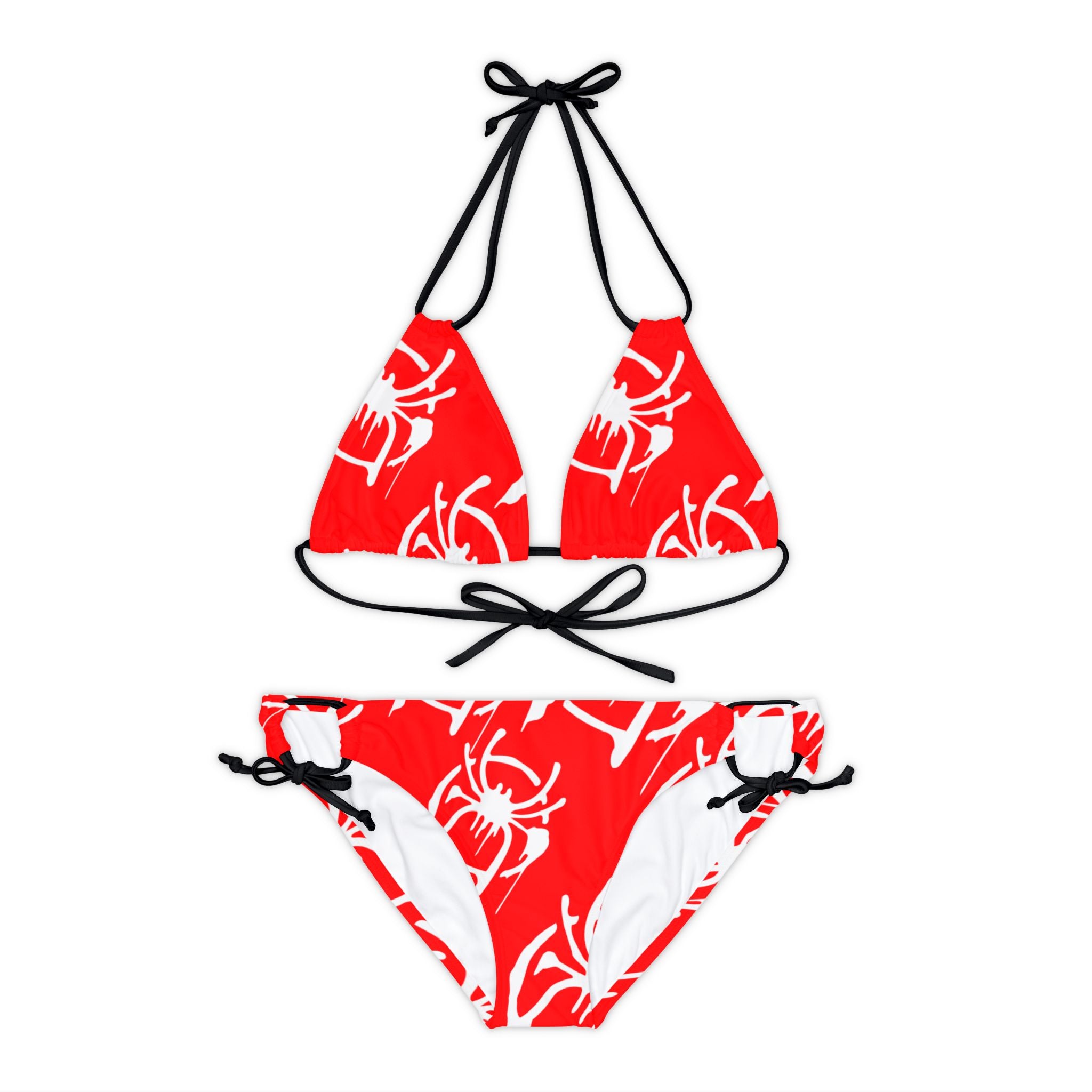 Strappy bikini set only spider web red