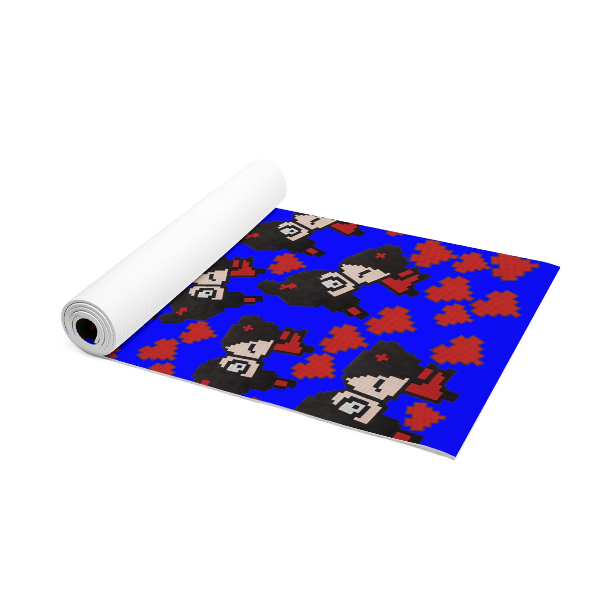 Foam yoga mat pixel pucca kiss heart blue