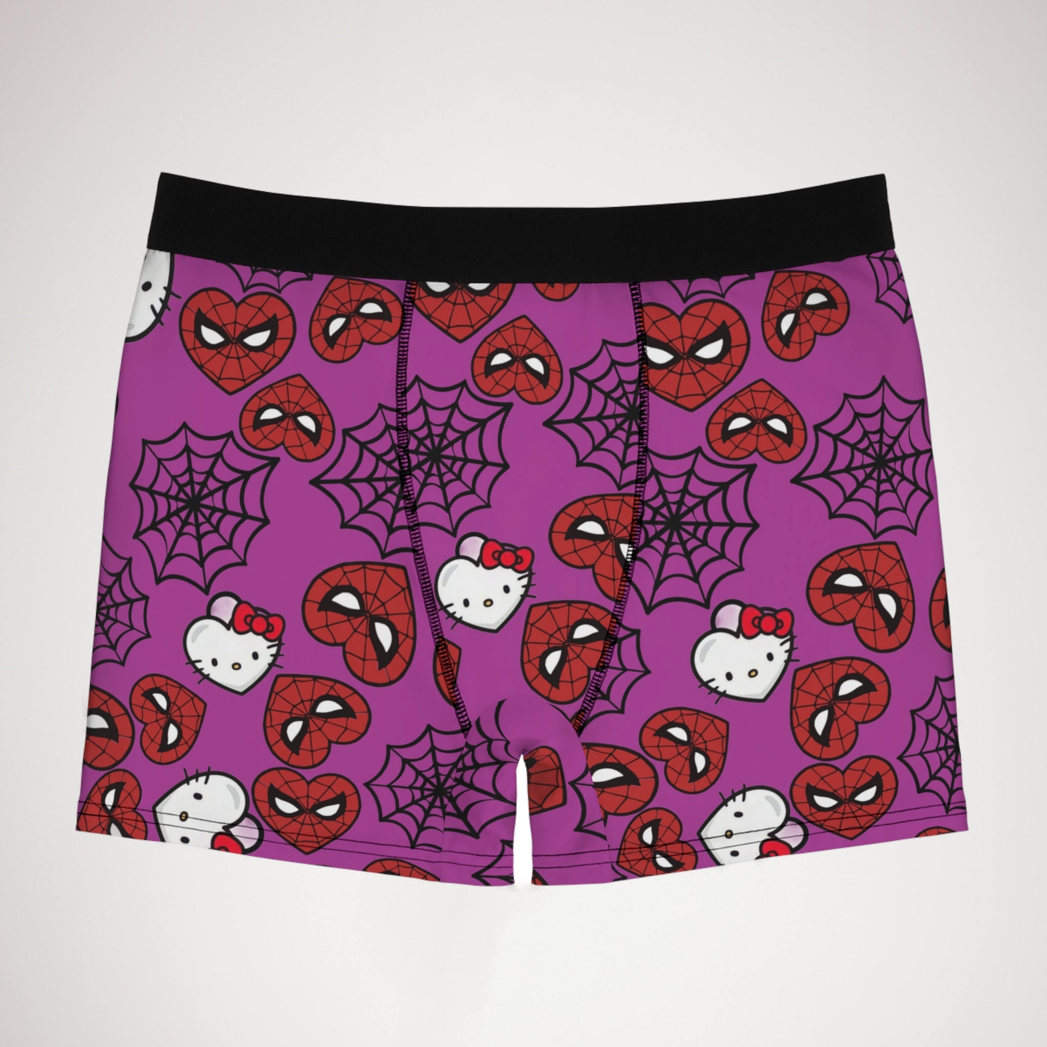 Men's boxer briefs kitty spider web heart purple