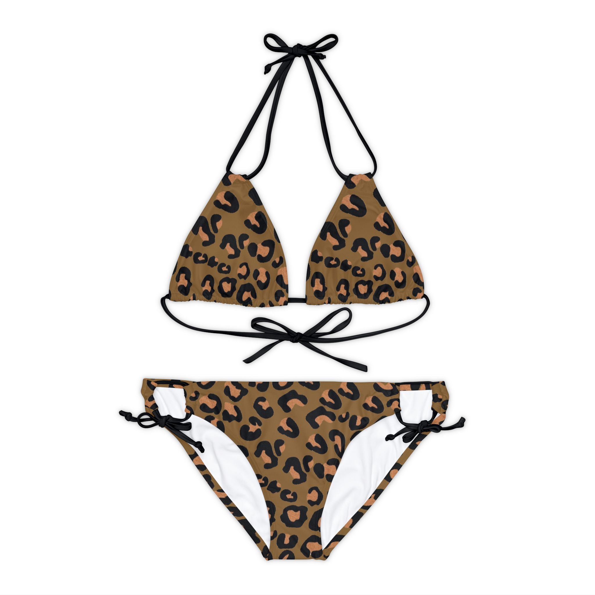 Strappy bikini set leopard paws brown