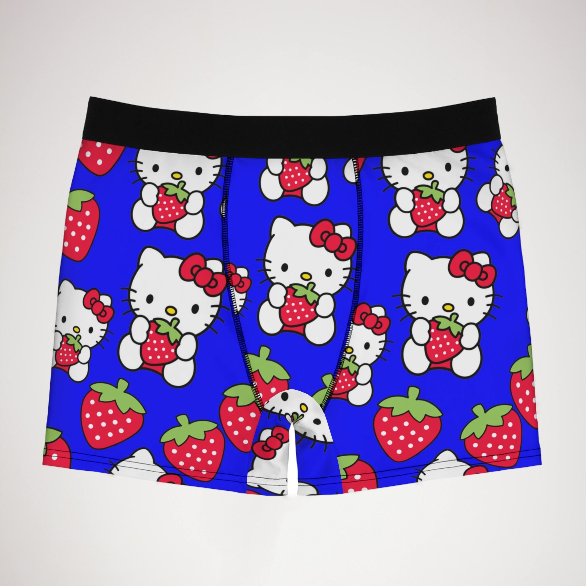 Men's boxer briefs kitty strawberry valentine love blue