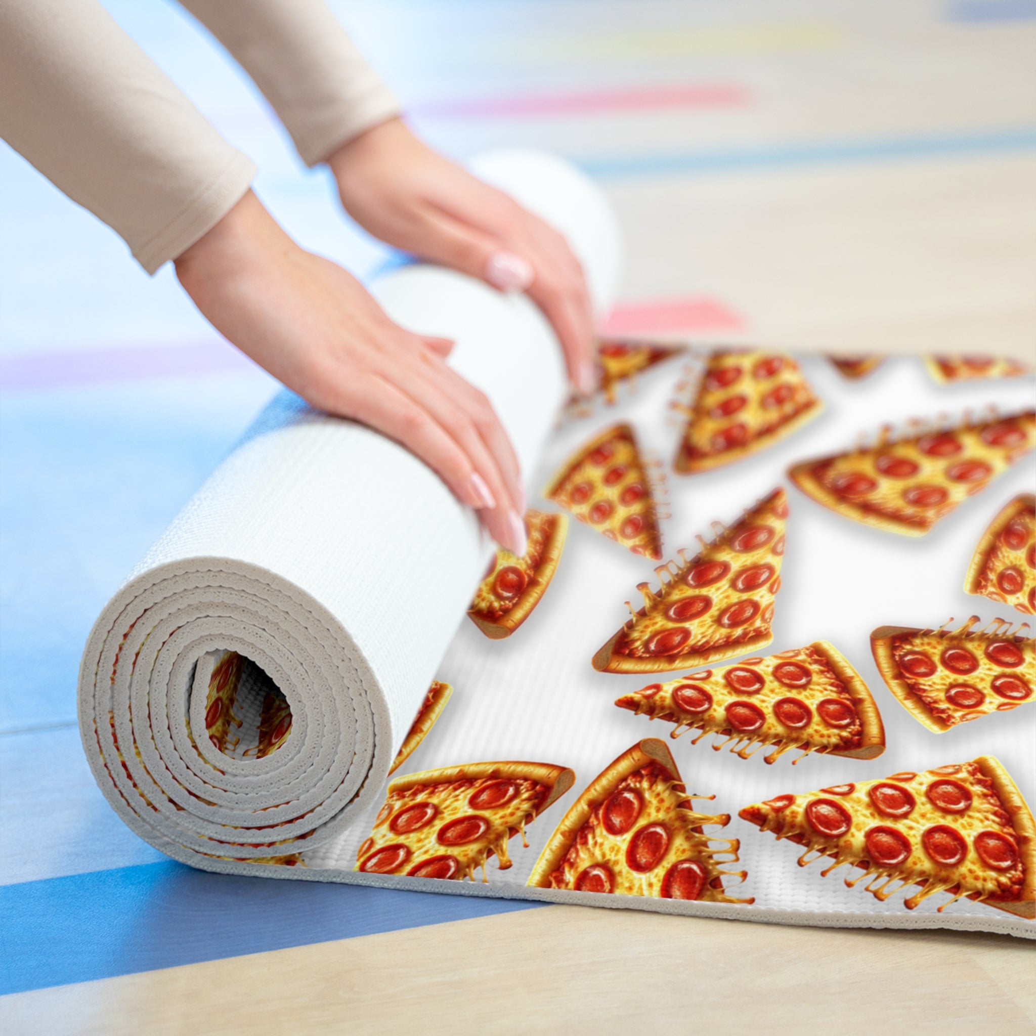 Foam yoga mat pizza white