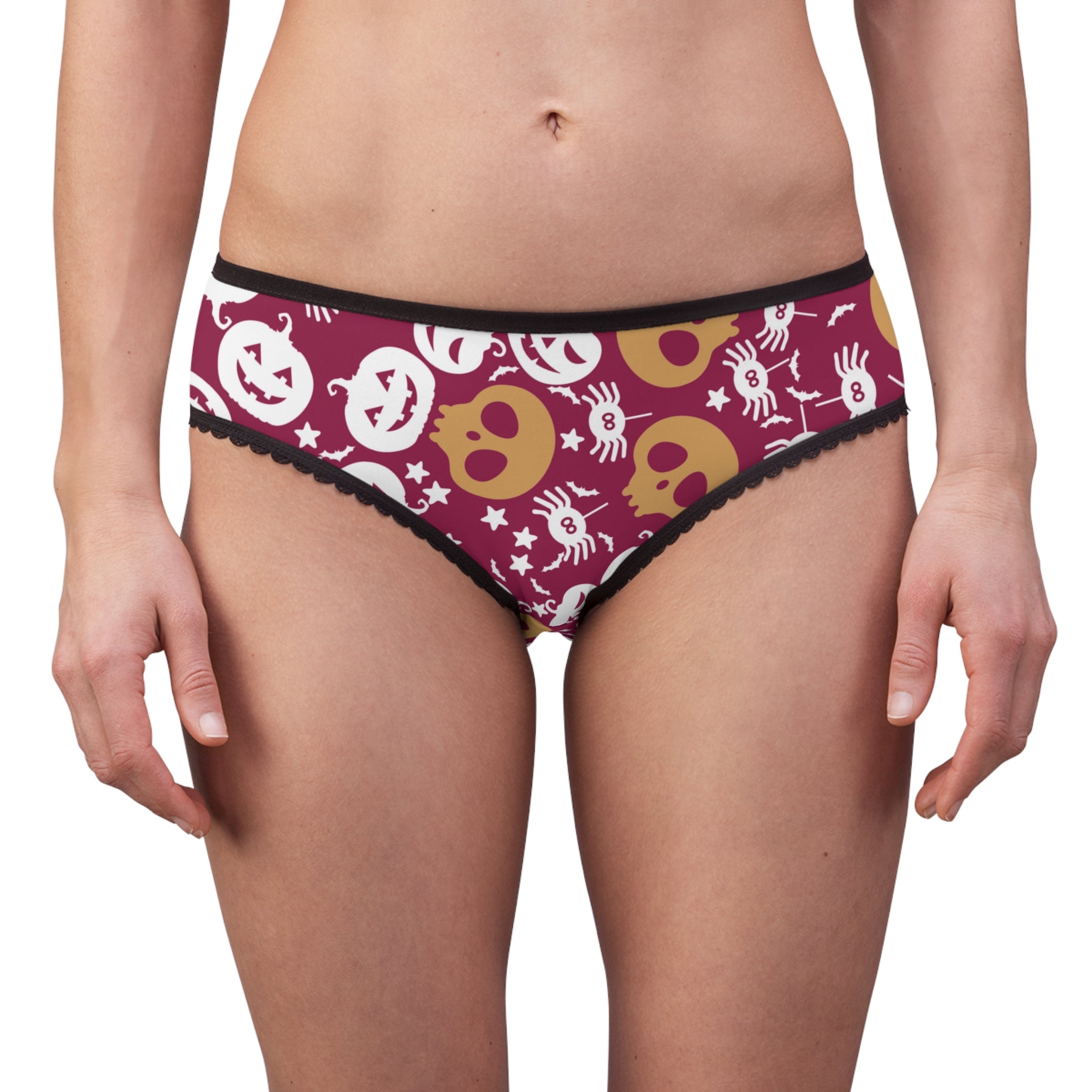 Women's briefs halloween pumpkin spider web berry