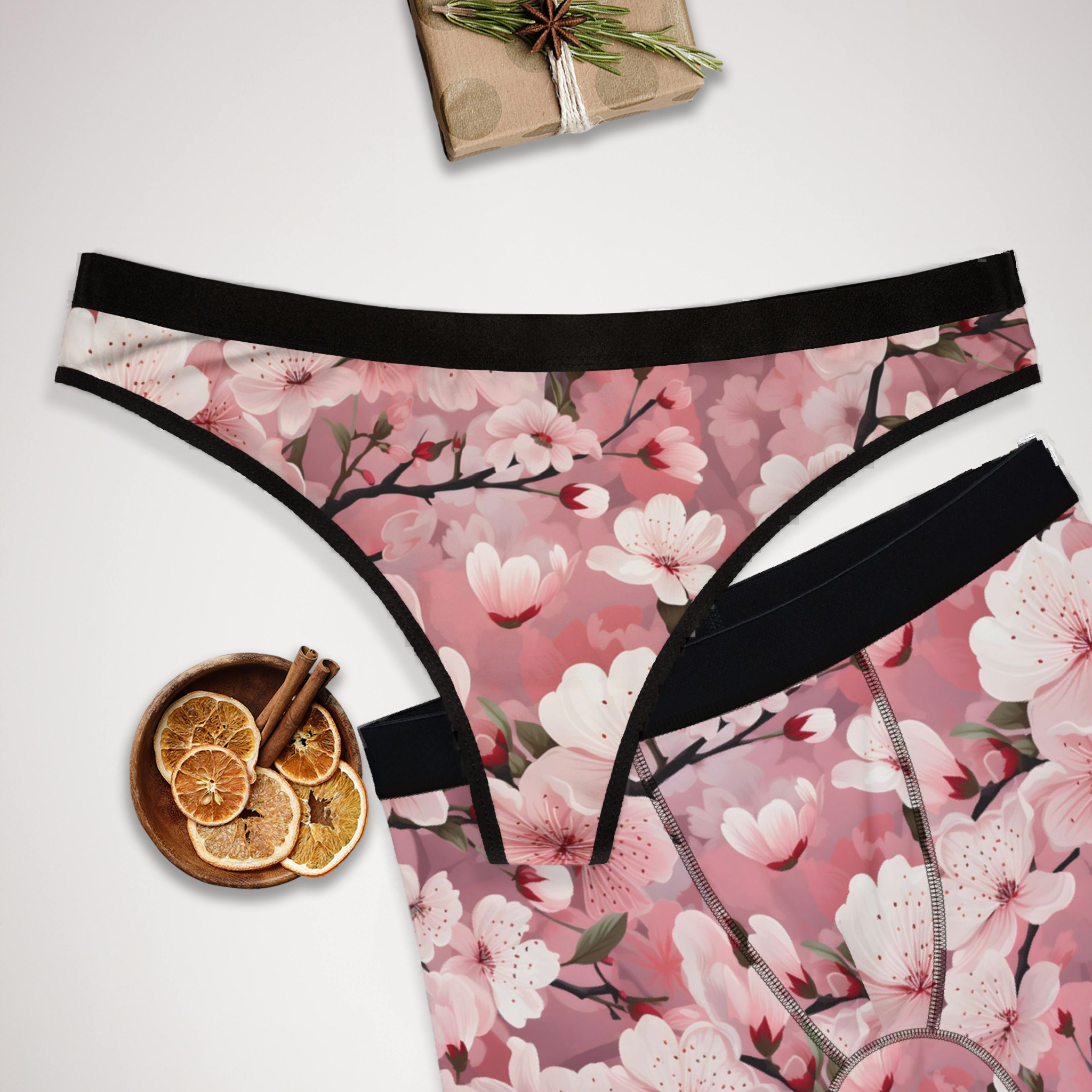 Matching underwear Cherryblossom Floral for couples boxer & thong set