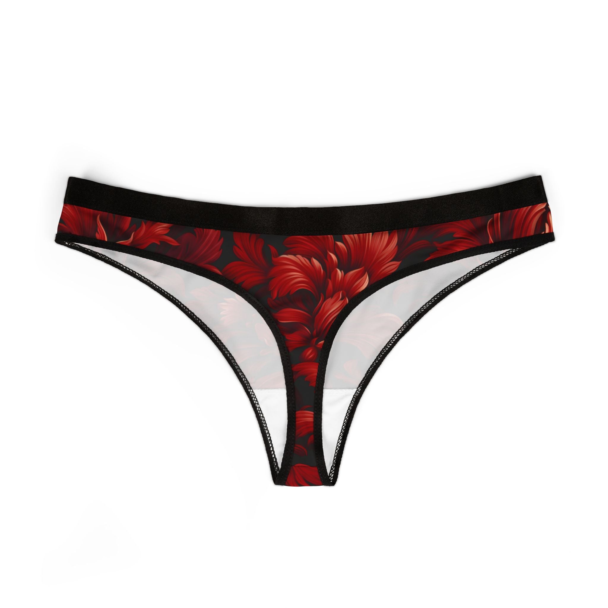 Women's thongs red damask