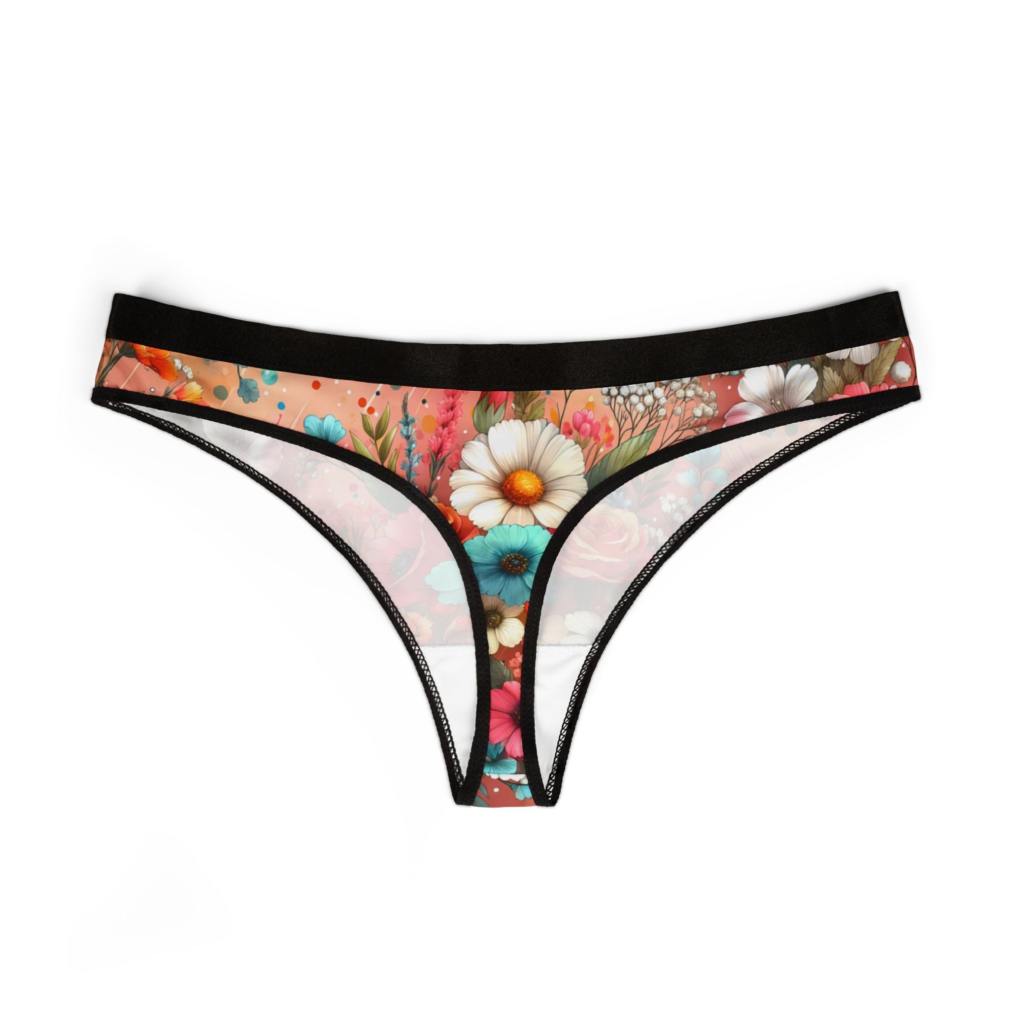 Women's thongs vibrant spring floral