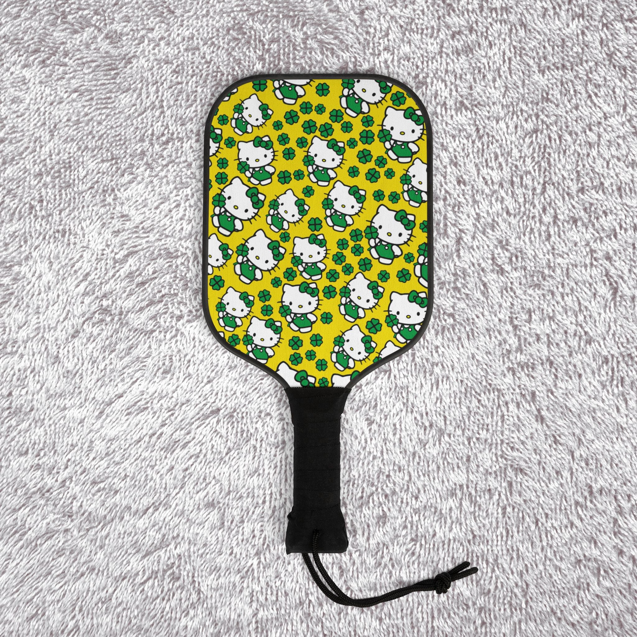 Pickleball kit (2 paddles + 2 balls + transparent bag) kitty saint patrick lucky yellow