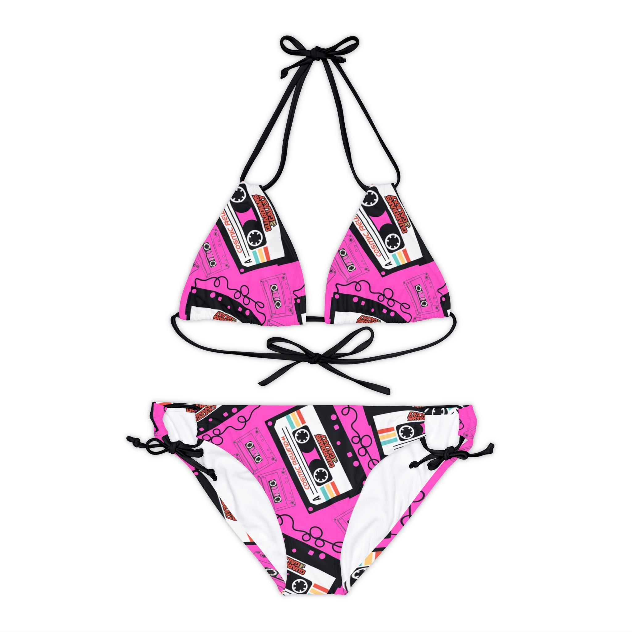 Strappy bikini set cosmic rewind cassette pink