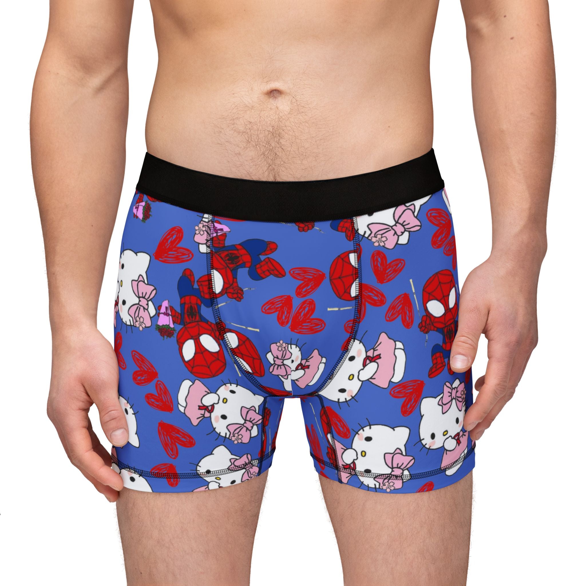 Men's boxers spider kitty flower cyan