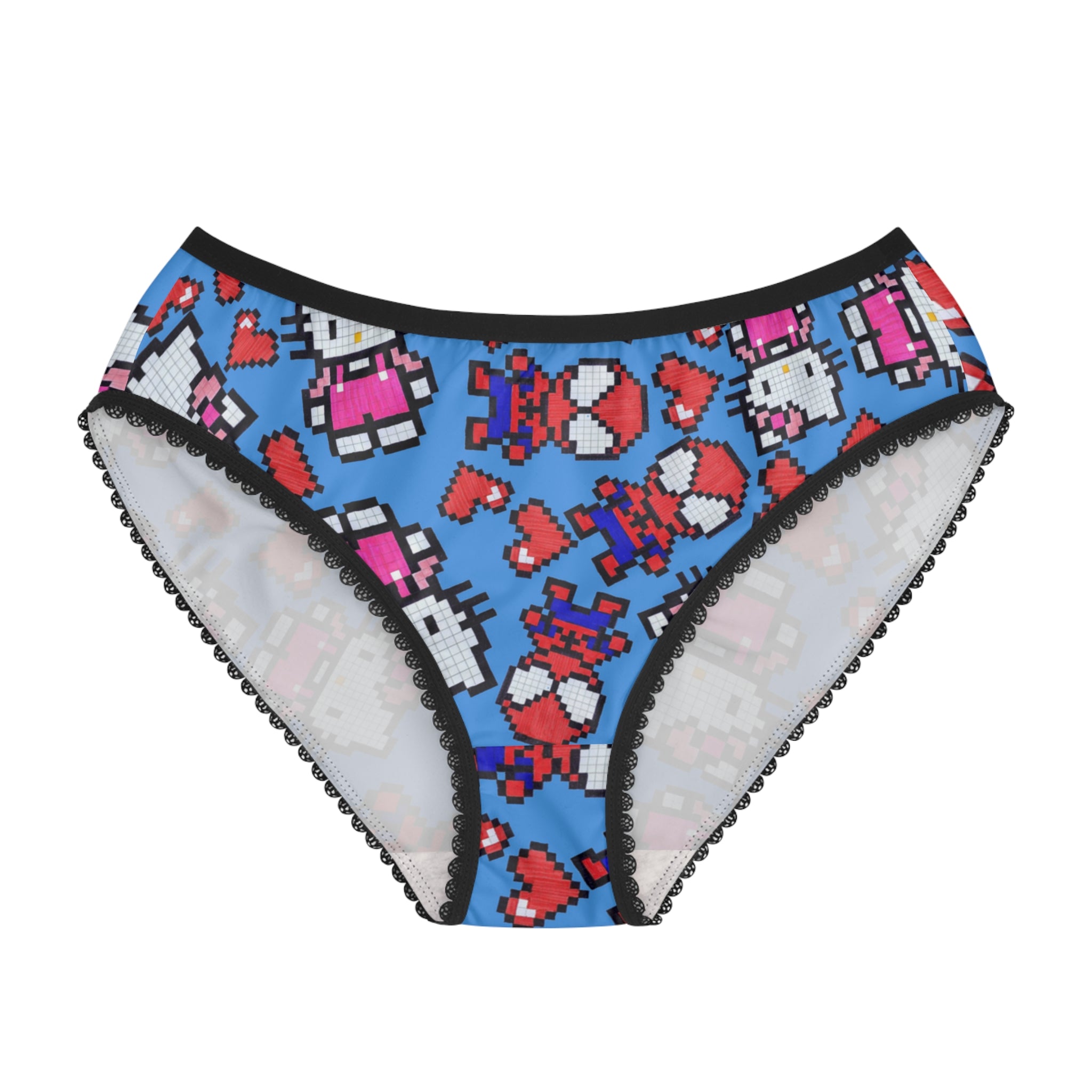 Women's briefs spider kitty pixel heart character love valentine cyan